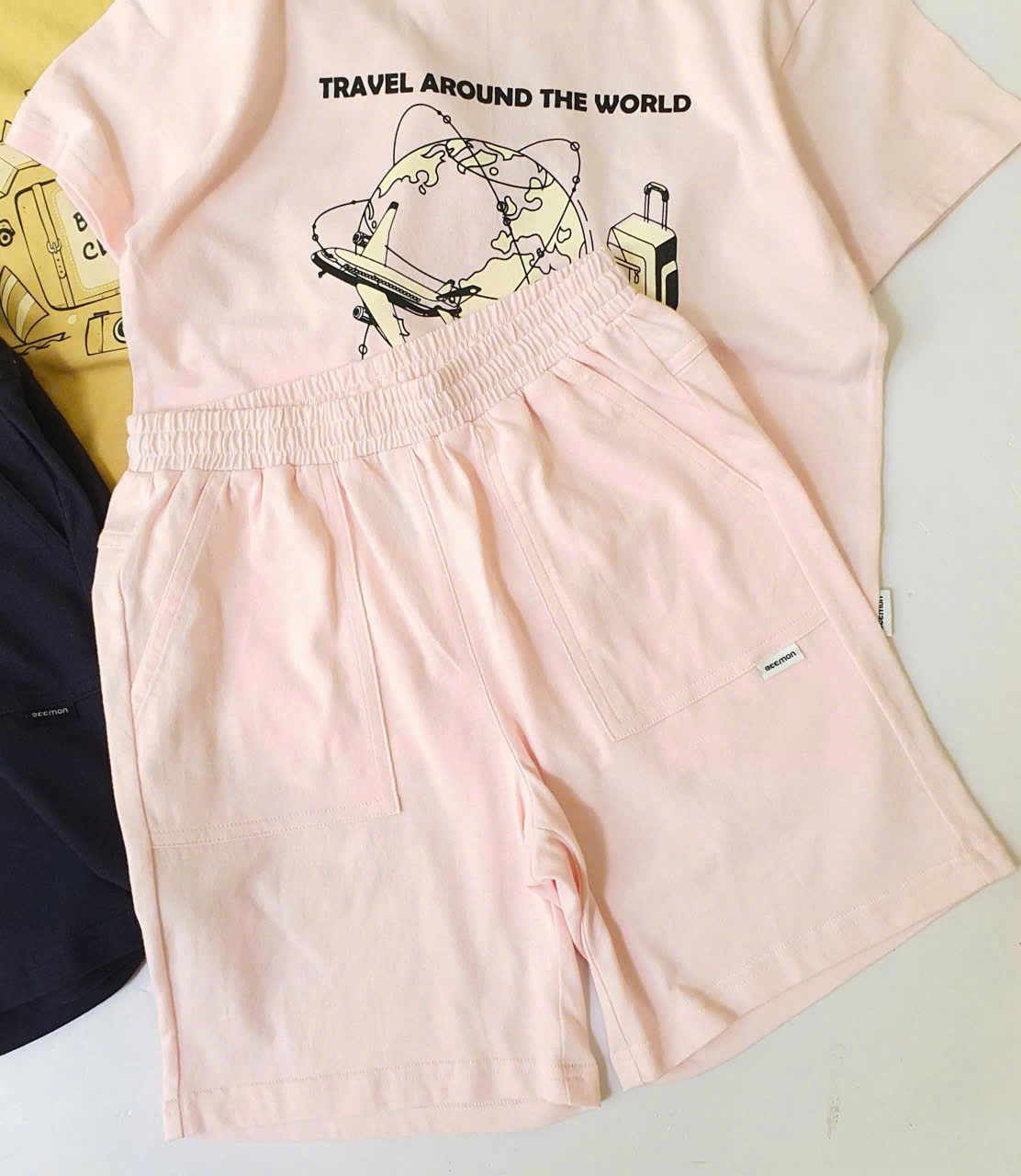 Bộ cotton Beemon co giãn 2 chiều, in hình trước, 4 màu
