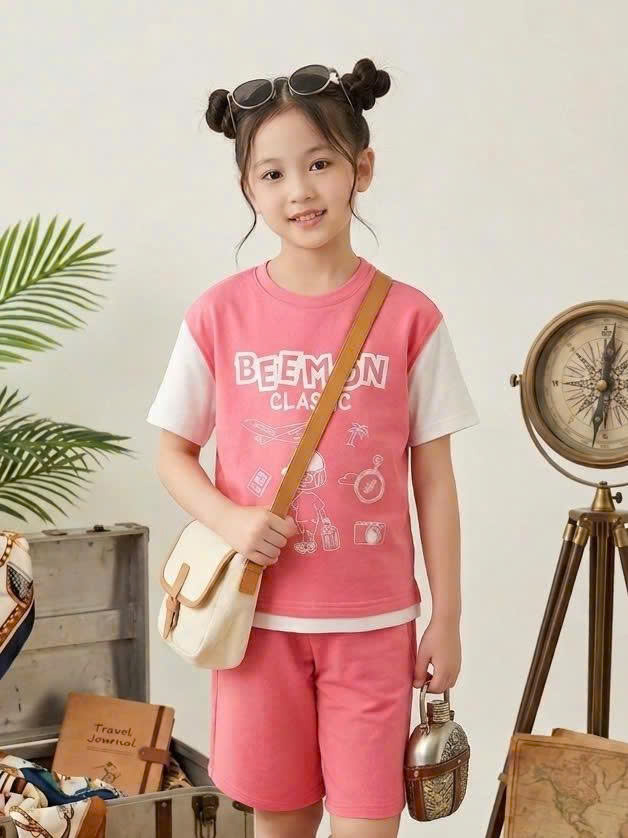 Bộ cotton dày dặn Beemon cho bé, phối màu tay