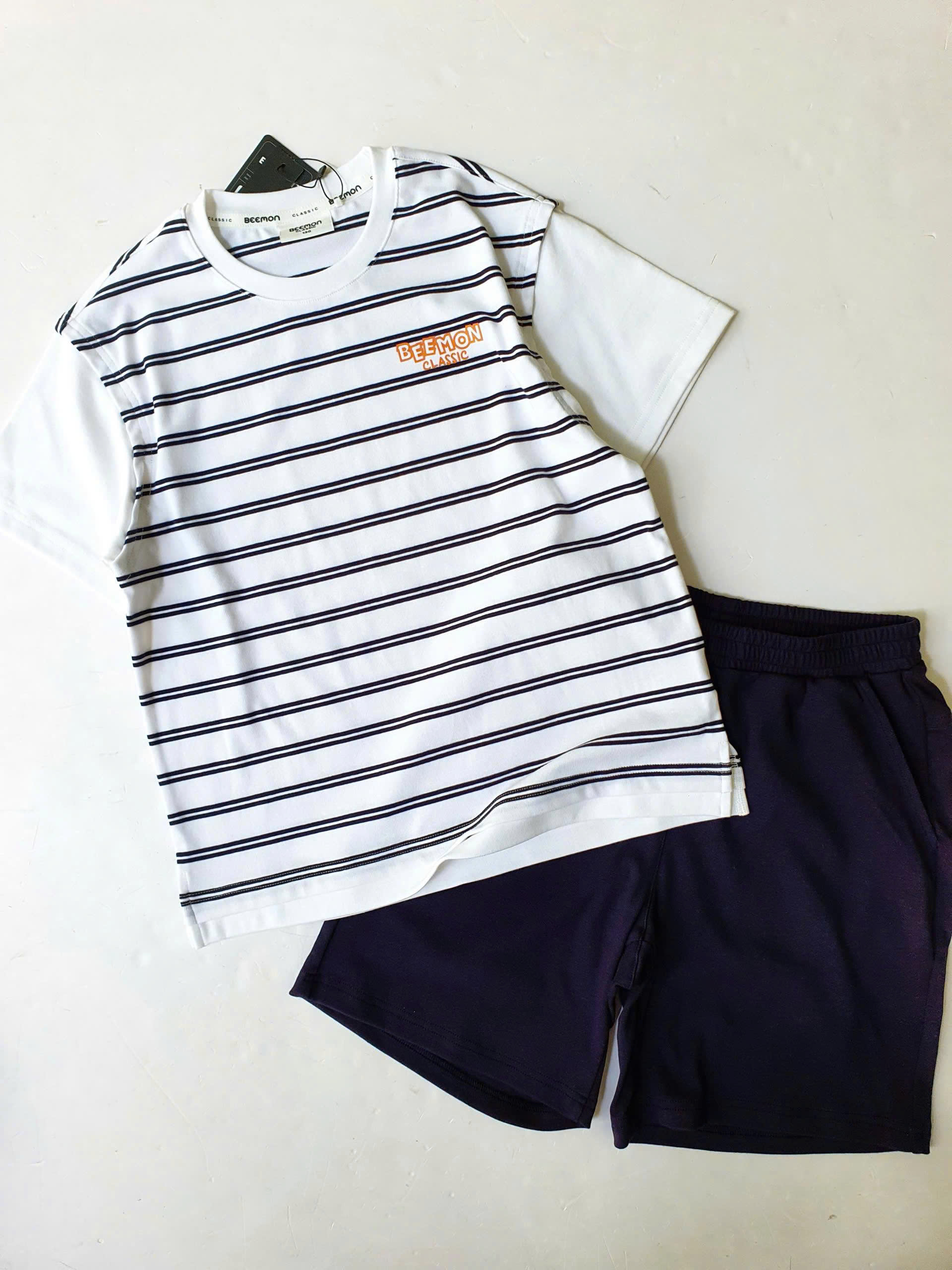 Bộ cotton dày dặn Beemon cho bé, phối màu tay