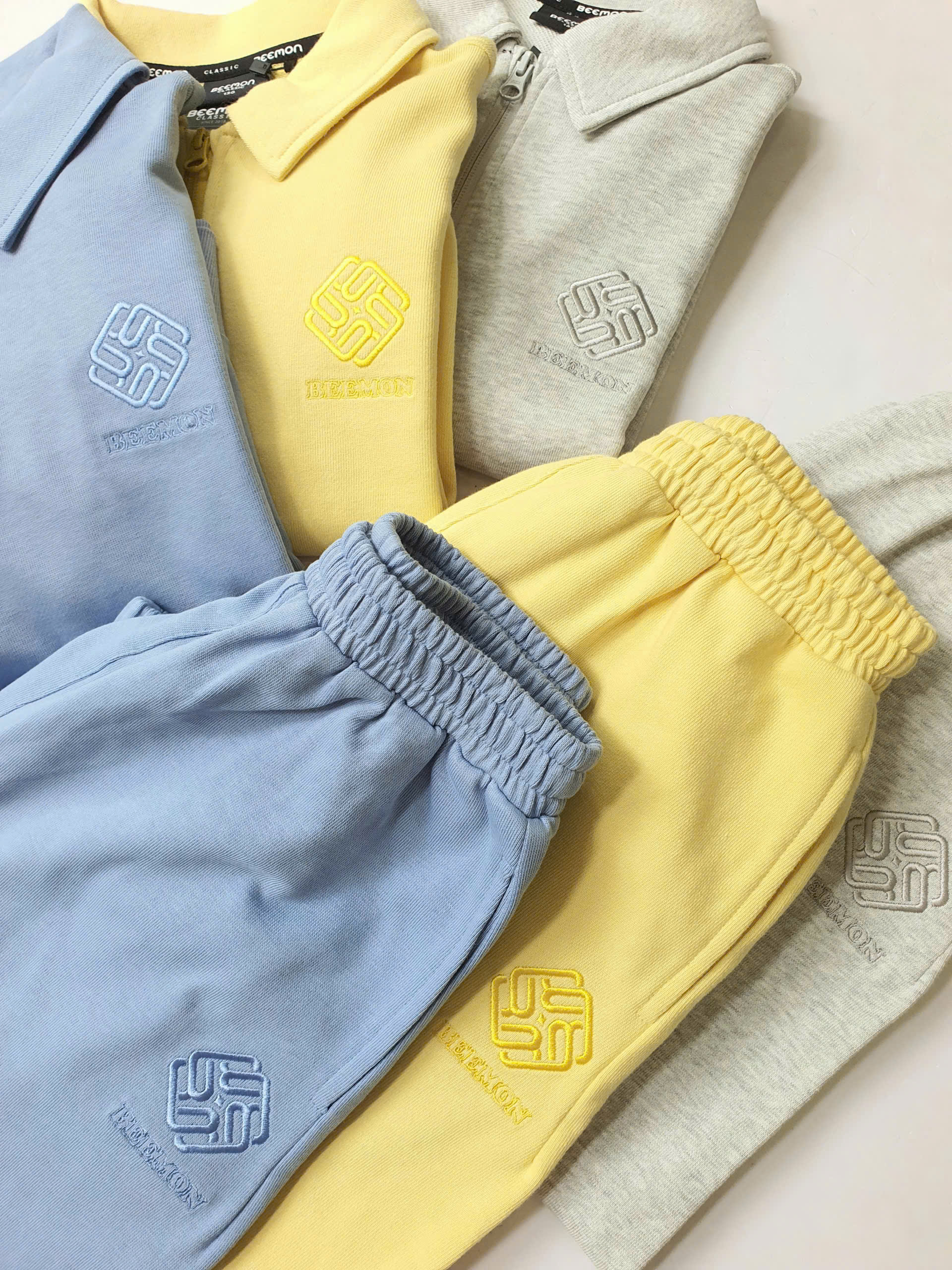 Bộ nỉ da cá beemon, cổ polo kéo khóa quần jogger