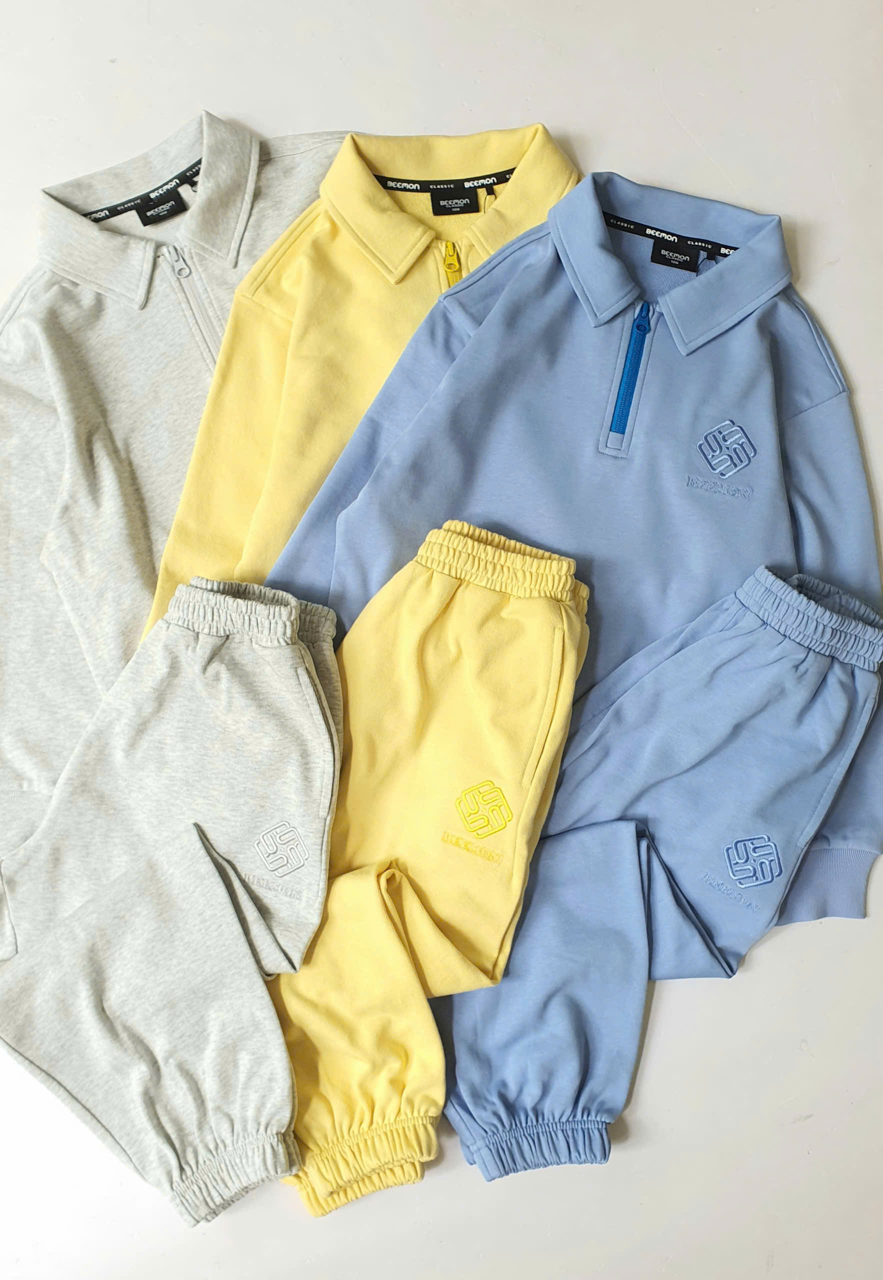 Bộ nỉ da cá beemon, cổ polo kéo khóa quần jogger