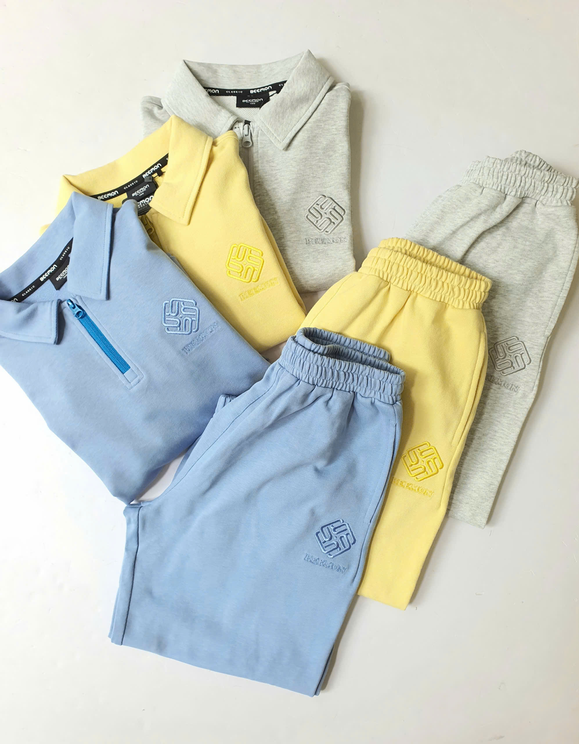 Bộ nỉ da cá beemon, cổ polo kéo khóa quần jogger