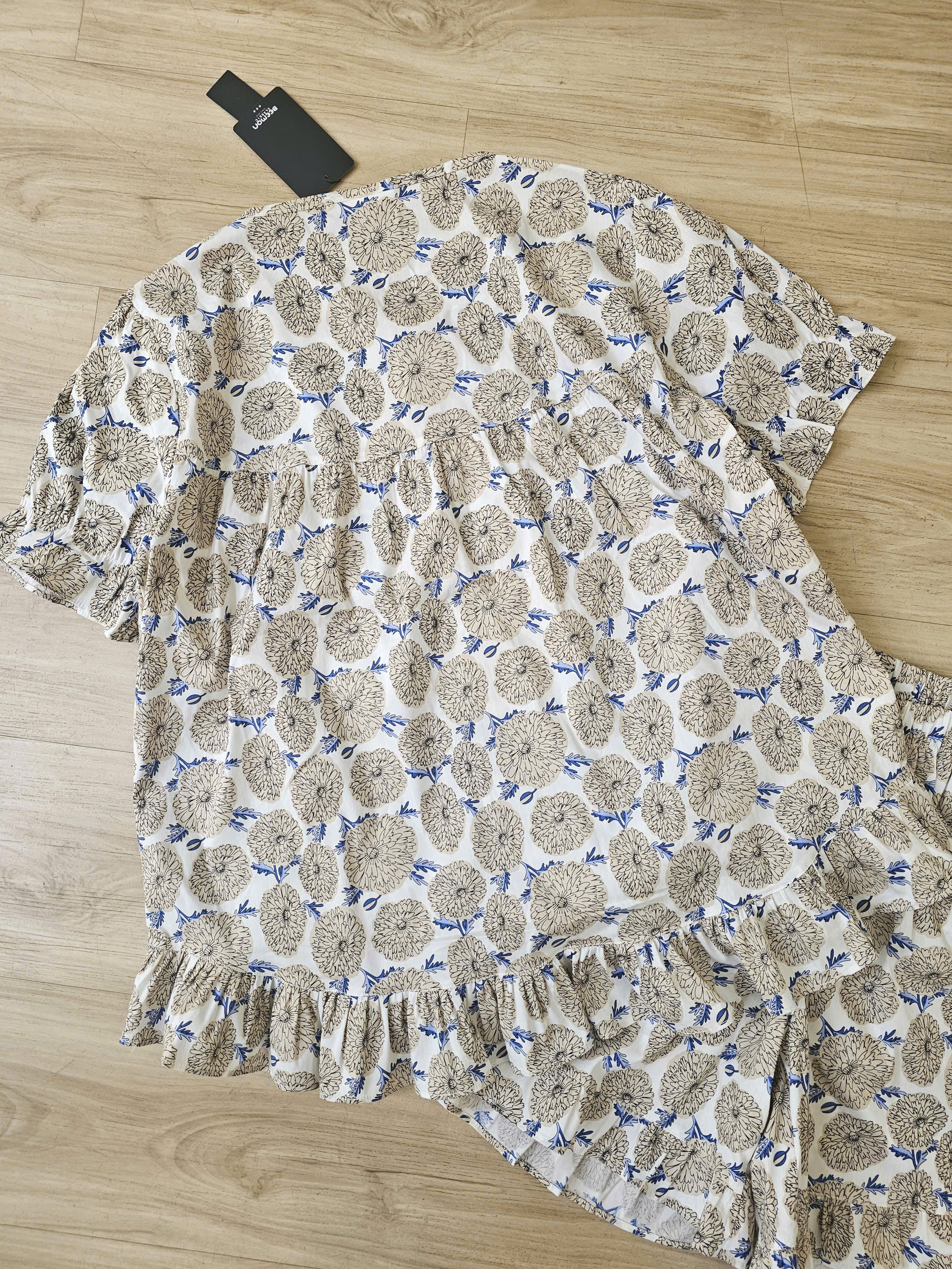Bộ pijama đùi Beemon người lớn, chất thô cotton , viền bèo