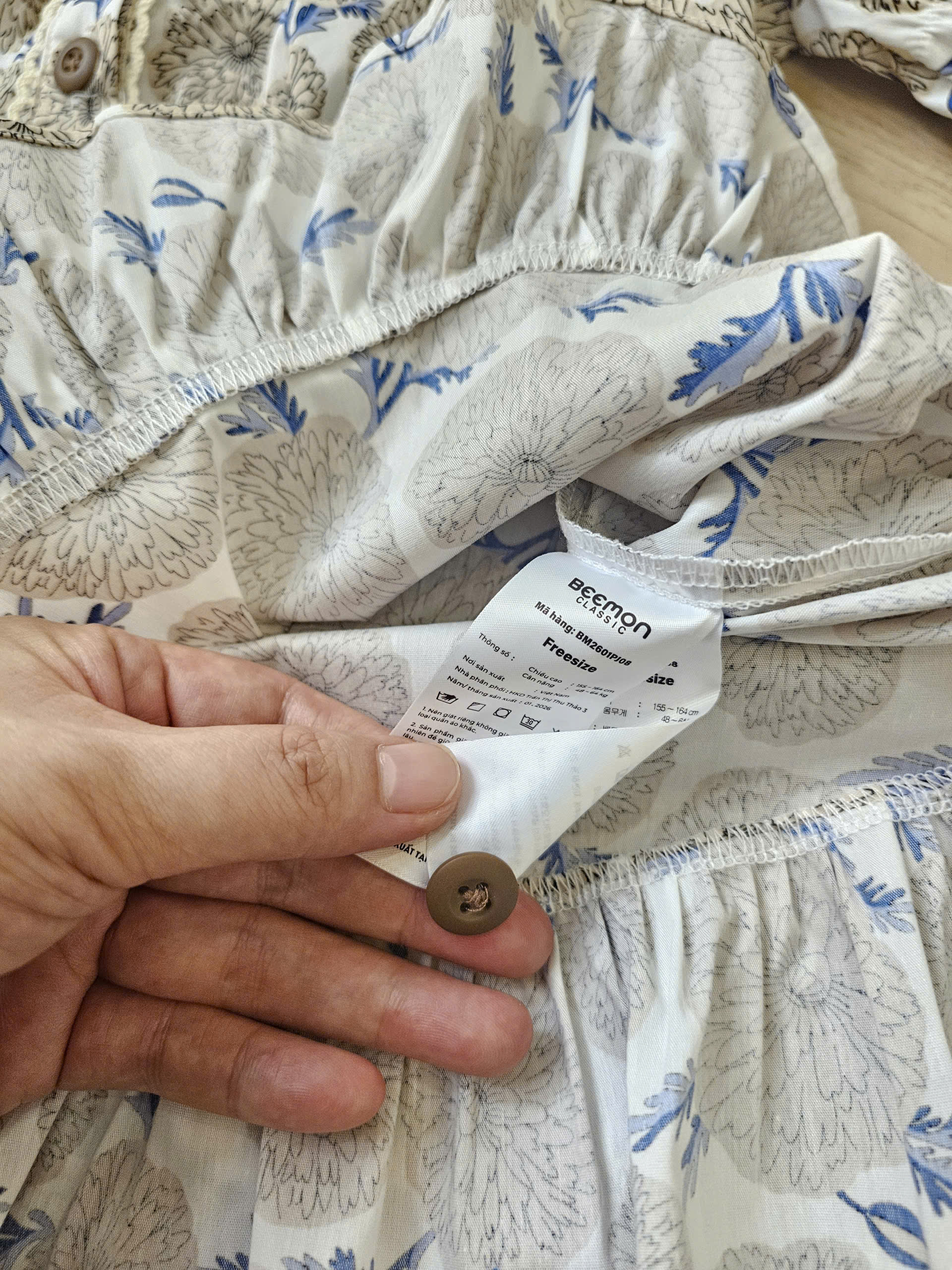 Bộ pijama đùi Beemon người lớn, chất thô cotton , viền bèo