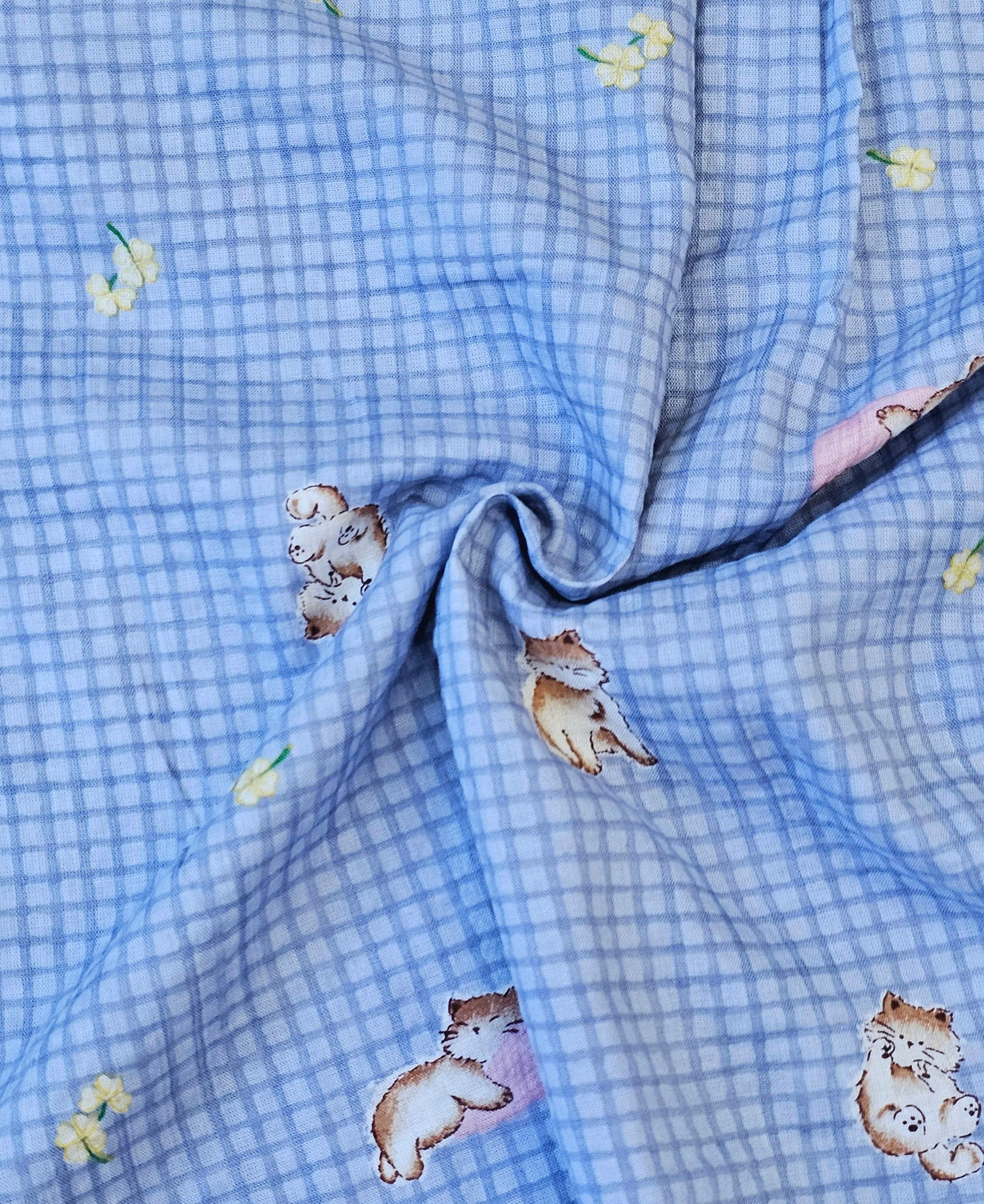 Bộ pijama thô cotton, quần cộc, họa tiết hoa nhí