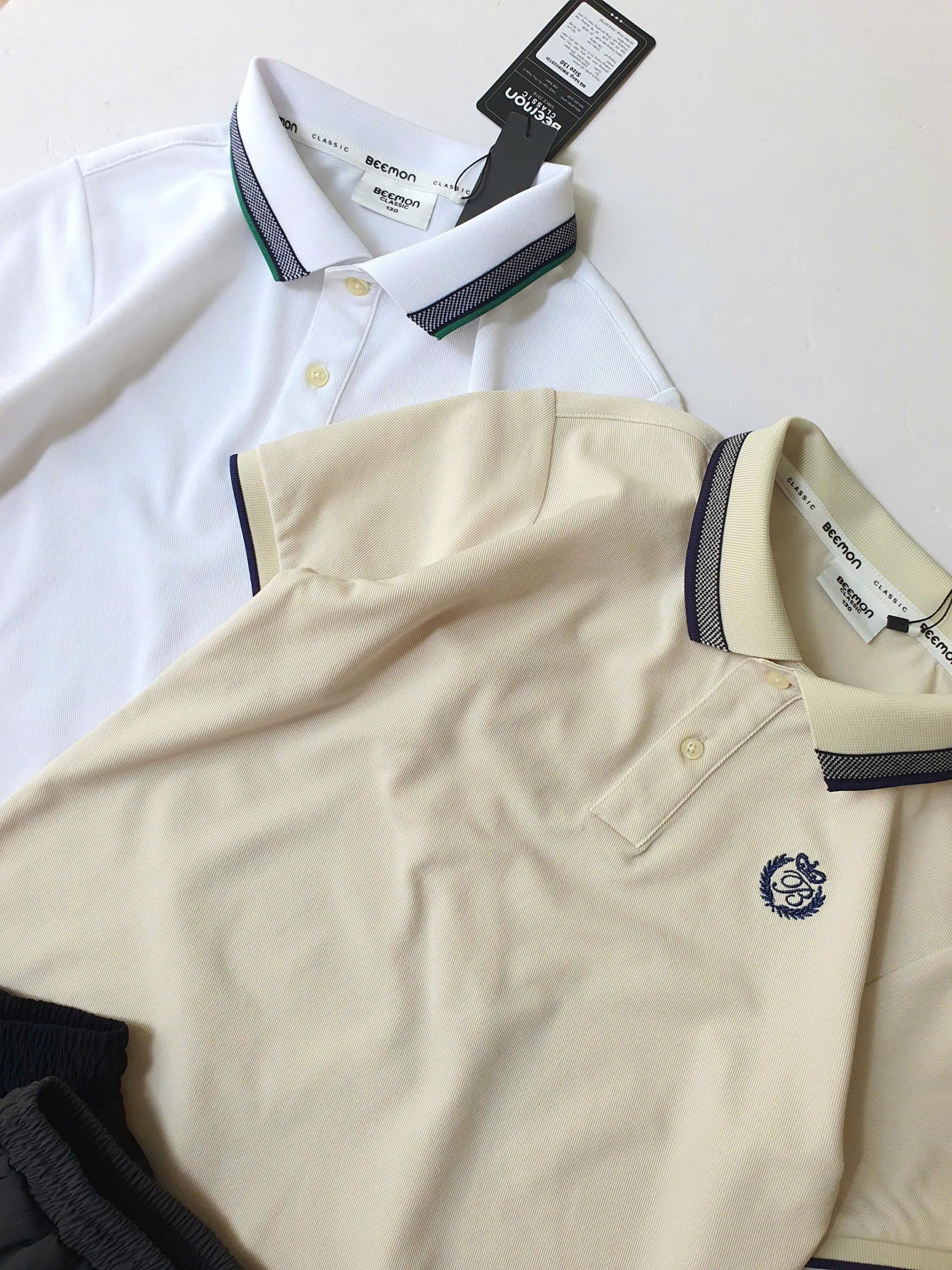 Bộ polo Beemon cho bé, áo cổ phối màu, quần vải golf