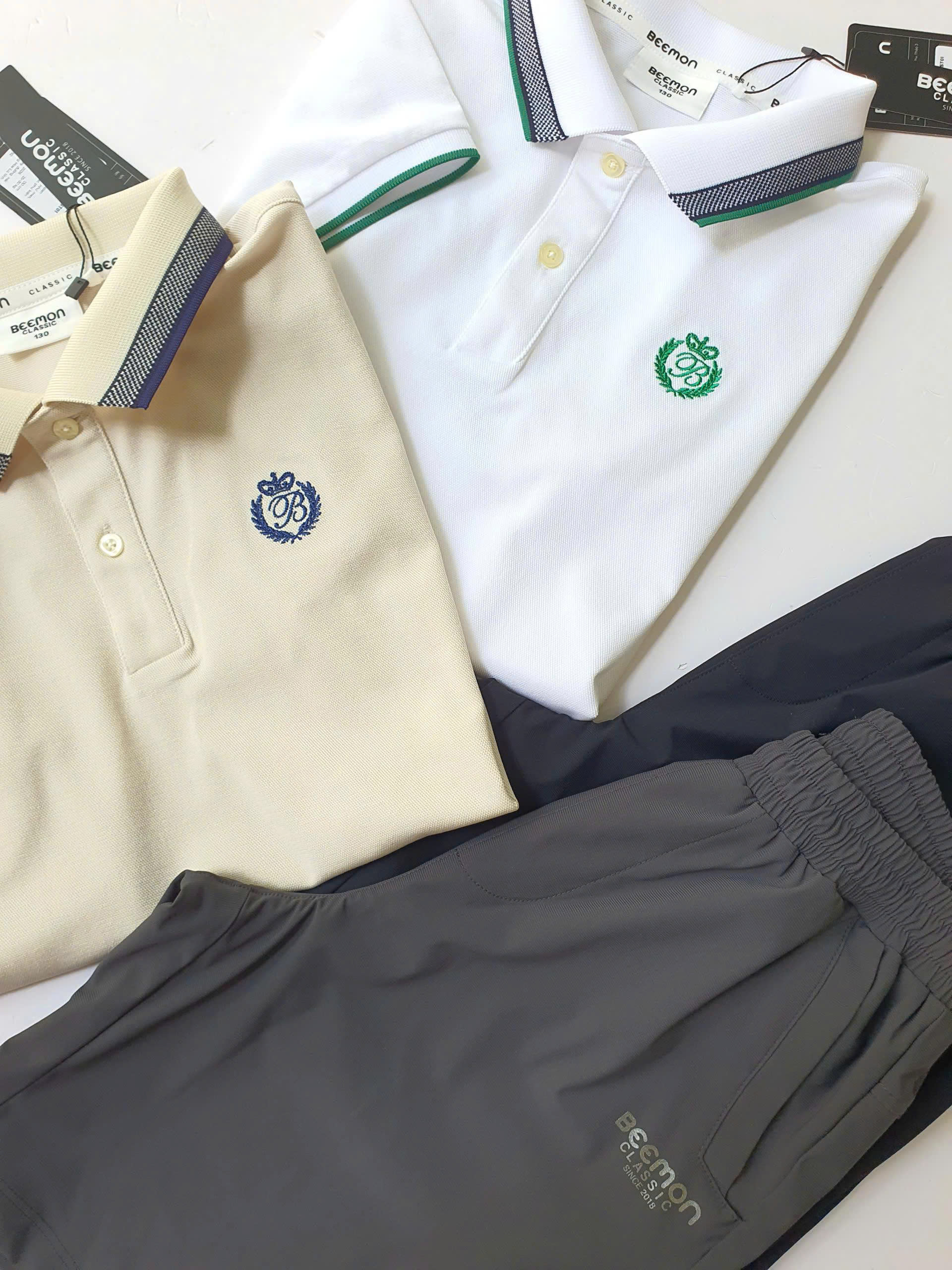 Bộ polo Beemon cho bé, áo cổ phối màu, quần vải golf