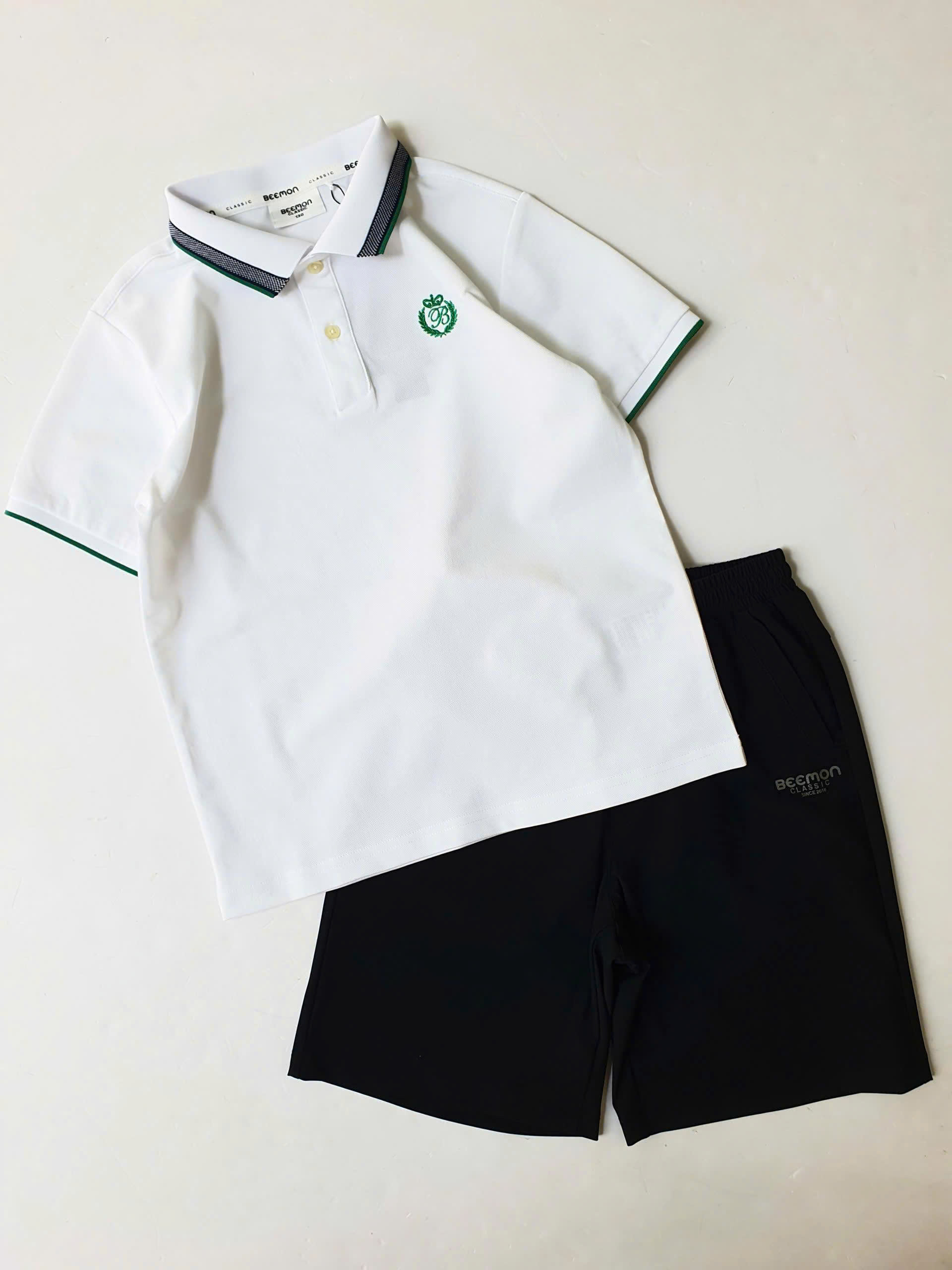 Bộ polo Beemon cho bé, áo cổ phối màu, quần vải golf