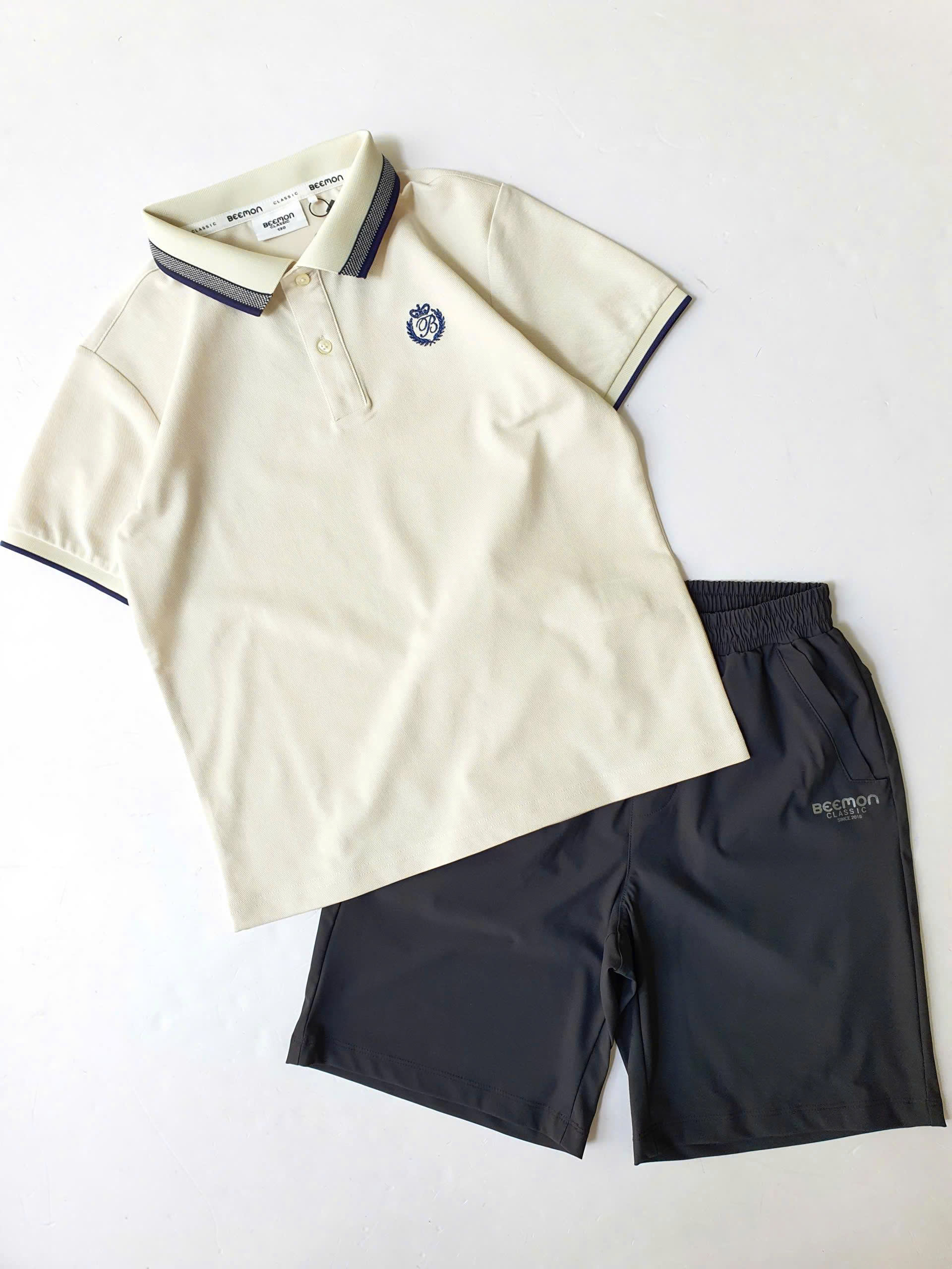 Bộ polo Beemon cho bé, áo cổ phối màu, quần vải golf