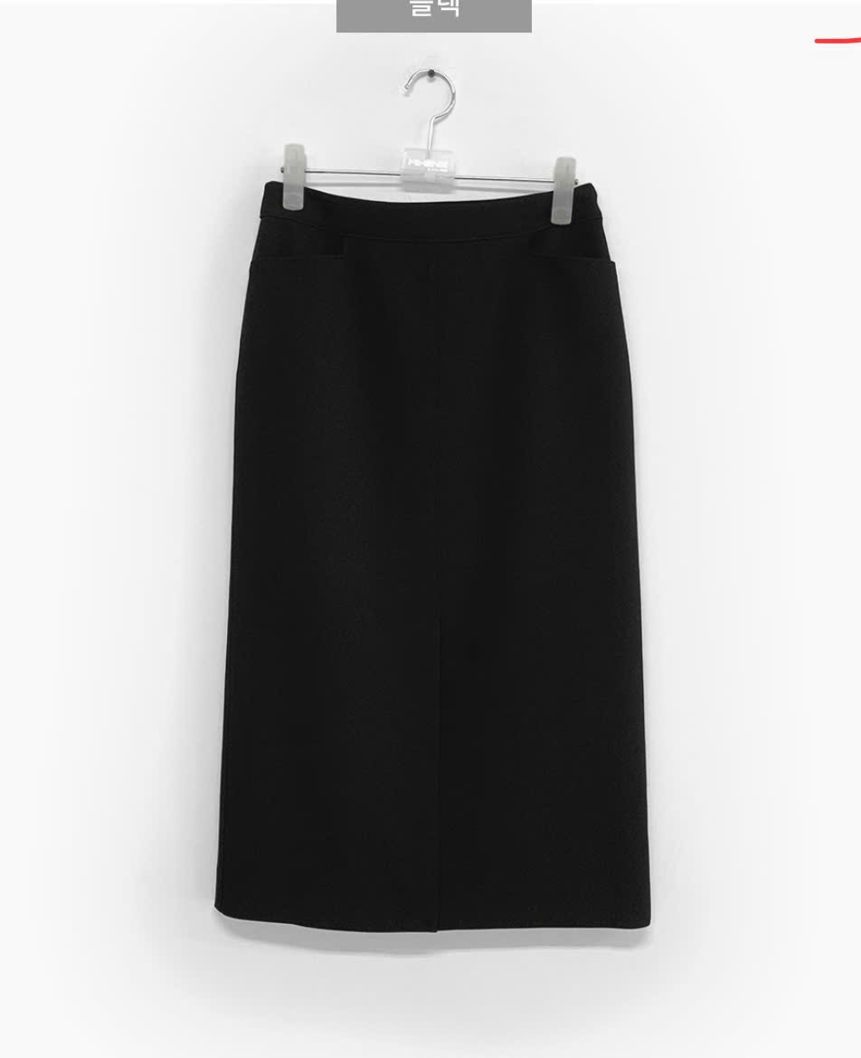 Chân váy midi chữ H, xẻ trước, cạp chun ẩn, 2 màu