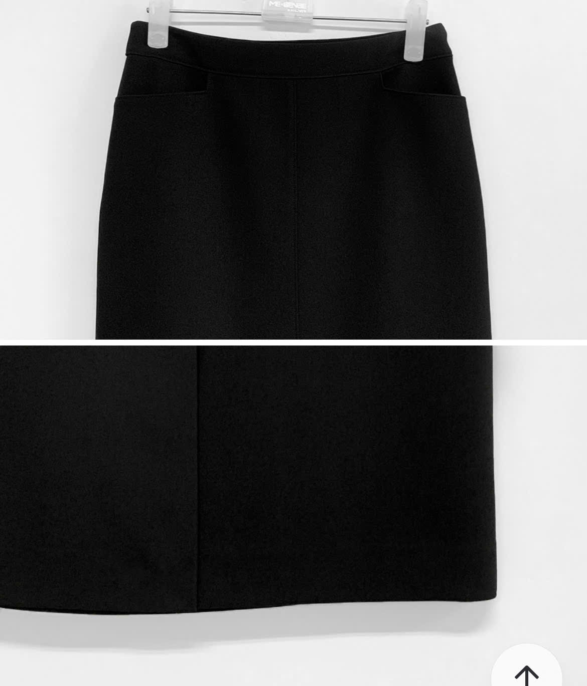 Chân váy midi chữ H, xẻ trước, cạp chun ẩn, 2 màu
