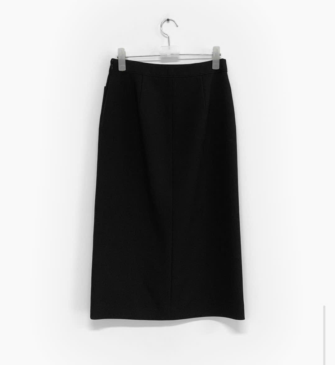 Chân váy midi chữ H, xẻ trước, cạp chun ẩn, 2 màu