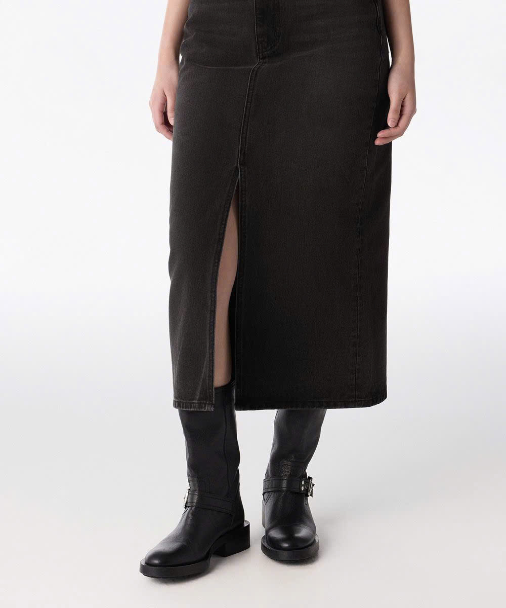 Chân váy midi jean , xẻ trước