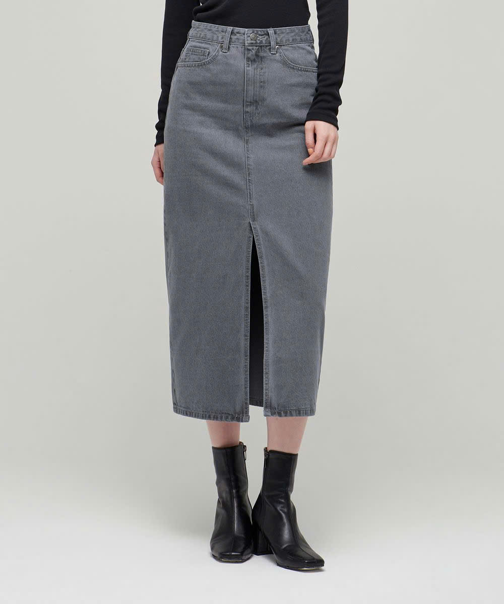 Chân váy midi jean , xẻ trước