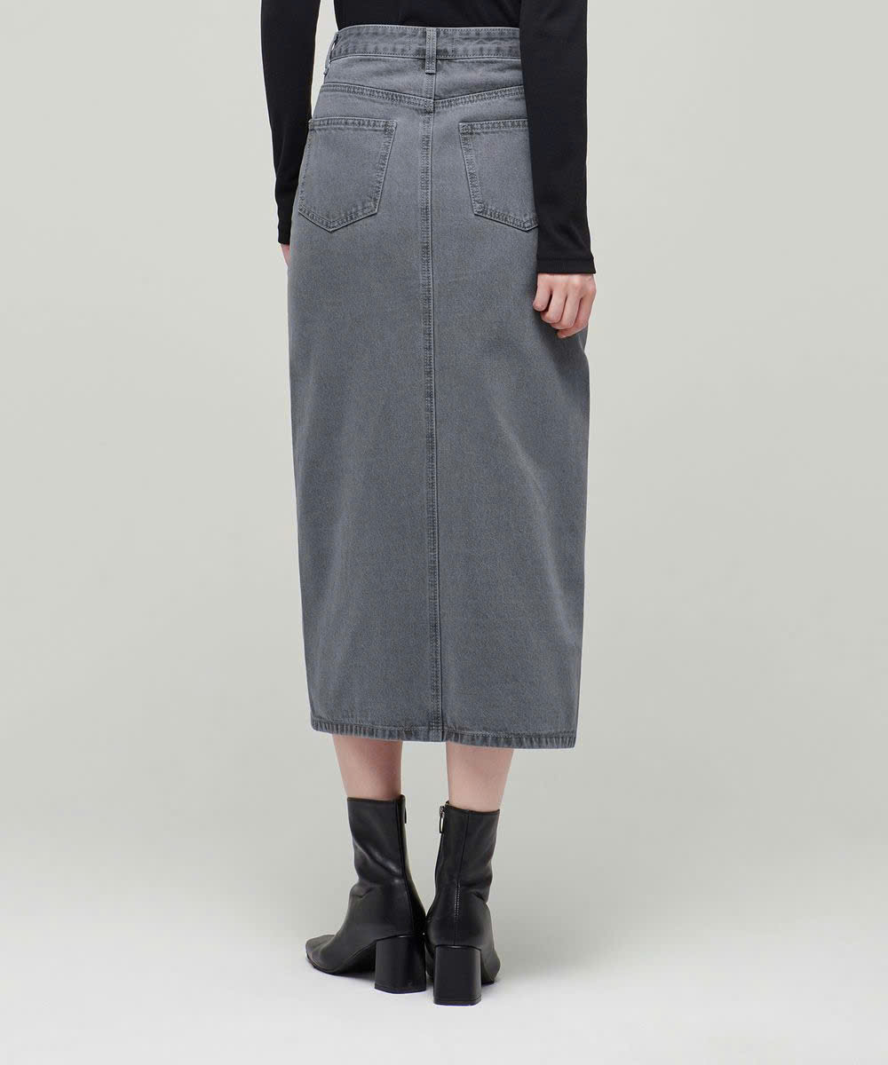 Chân váy midi jean , xẻ trước