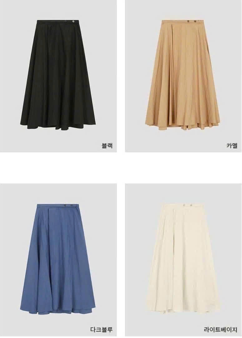 Chân váy midi, vải lụa rayon, dáng xòe, đính cúc hông, dây đai eo