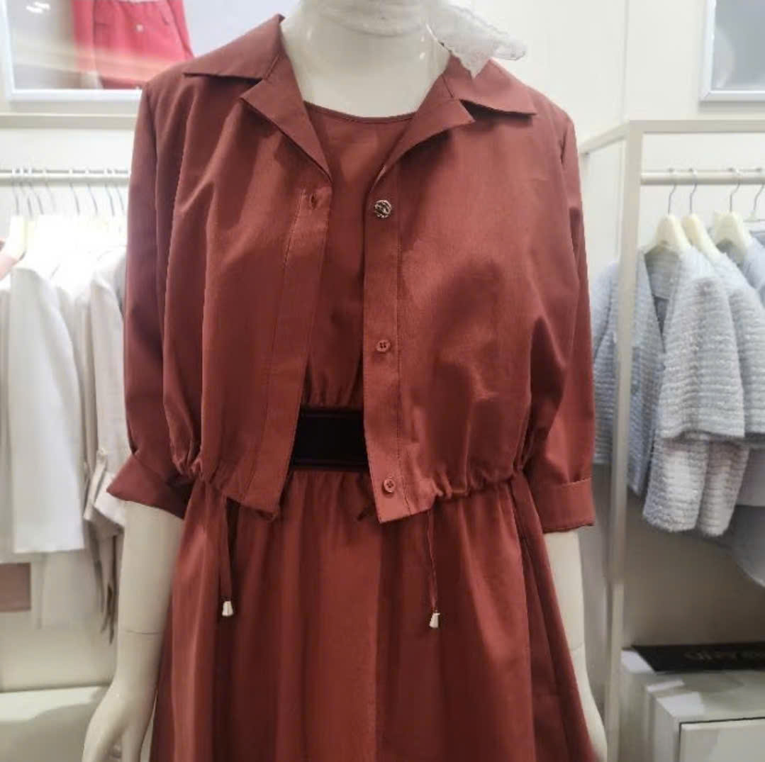 Đầm liền layer, màu cam