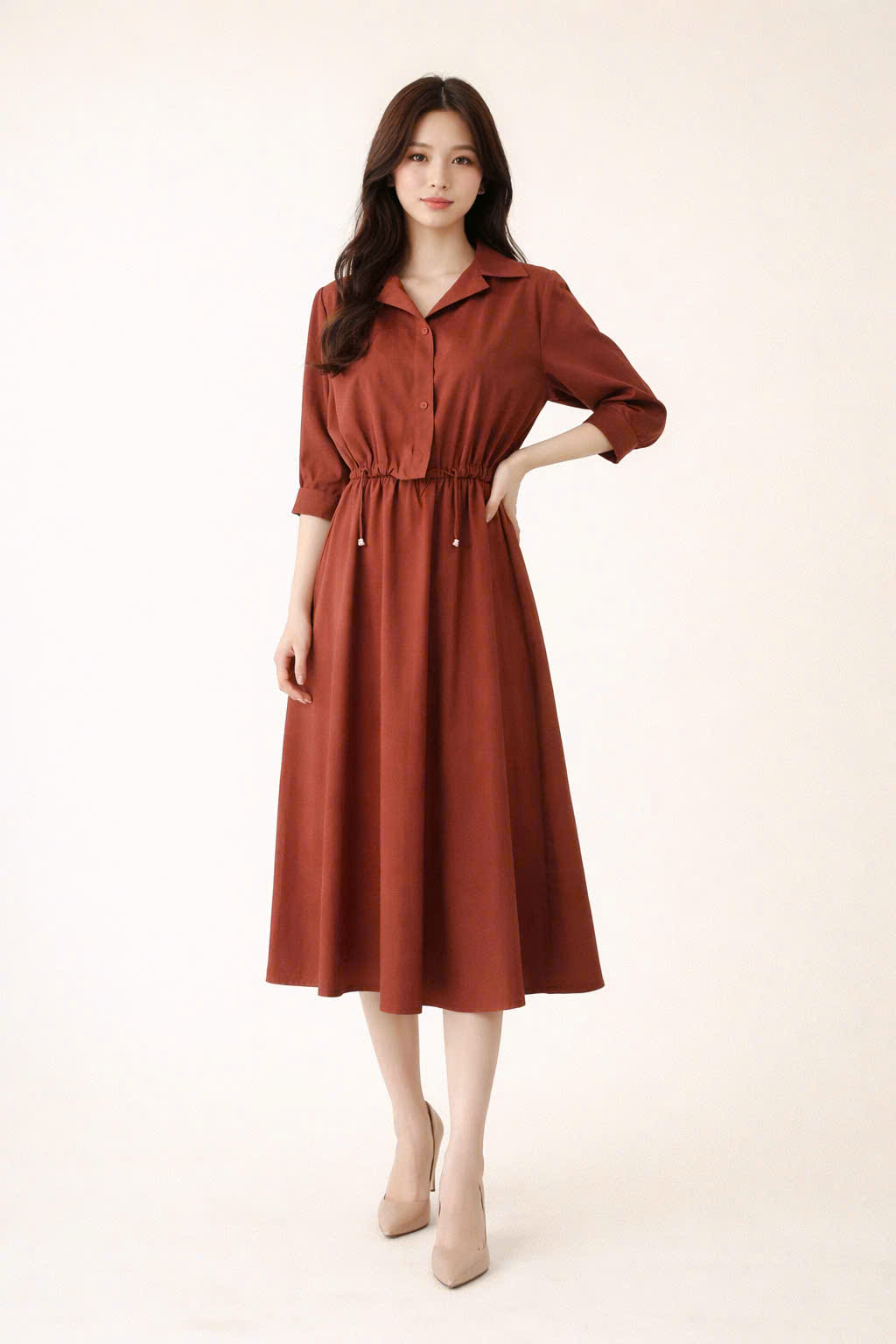 Đầm liền layer, màu cam