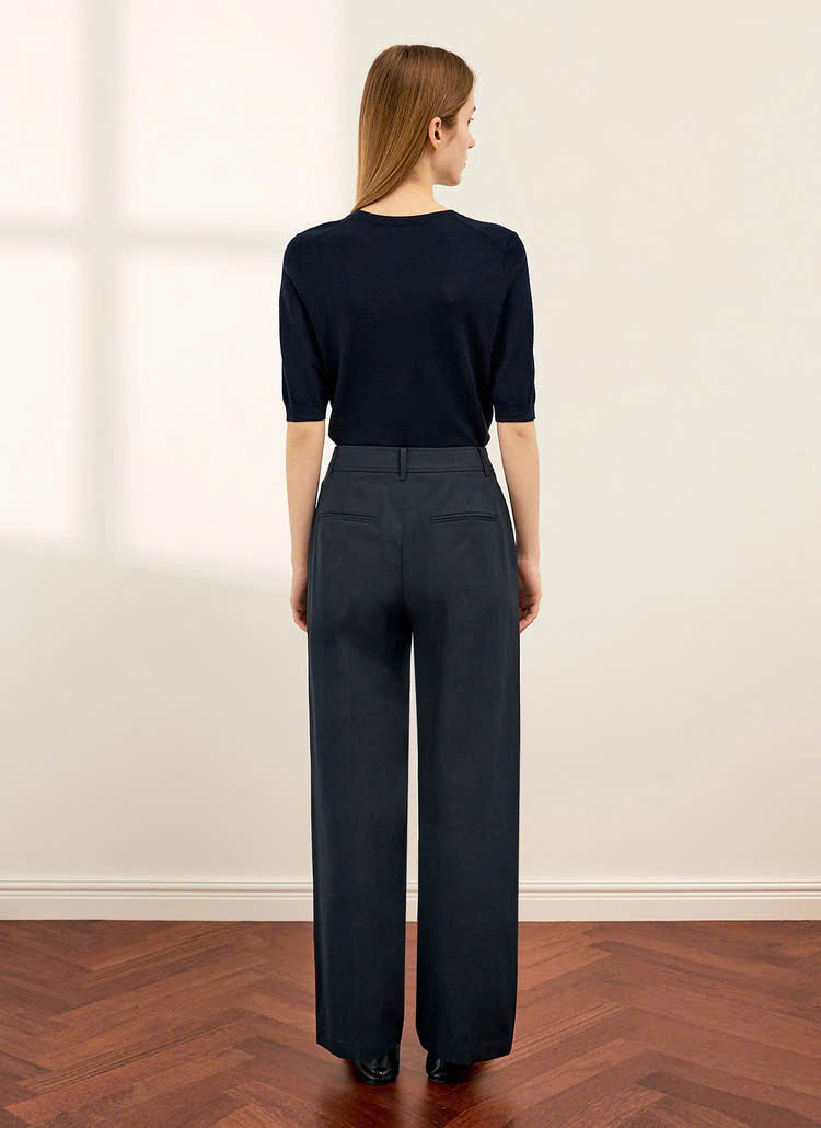 Quần baggy suông kaki, xếp 2 ly, có đỉa, túi chéo