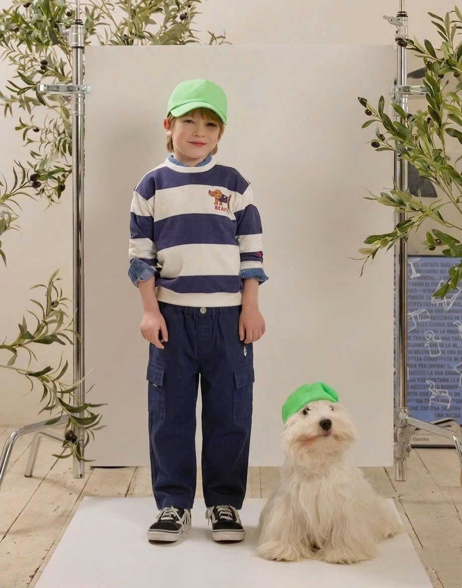 Quần kaki baggy beemon, 2 túi hộp thêu gấu teddy