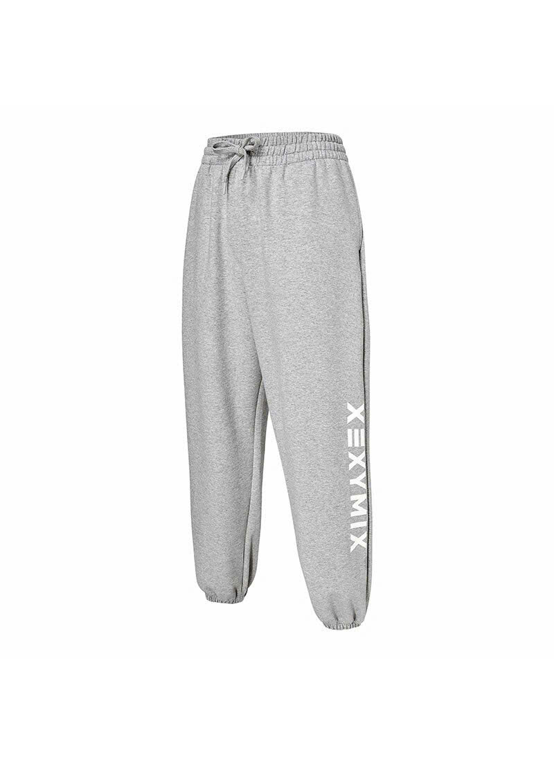 Quần nỉ da cá, cạp chun dây buộc, dáng jogger chữ in