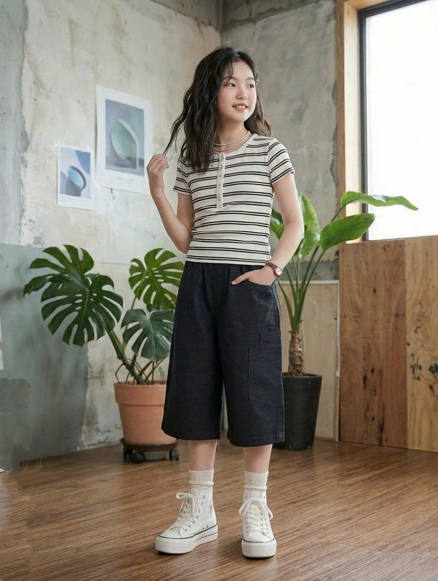 Quần short bermuda Beemon cho bé, cạp chun, túi hộp