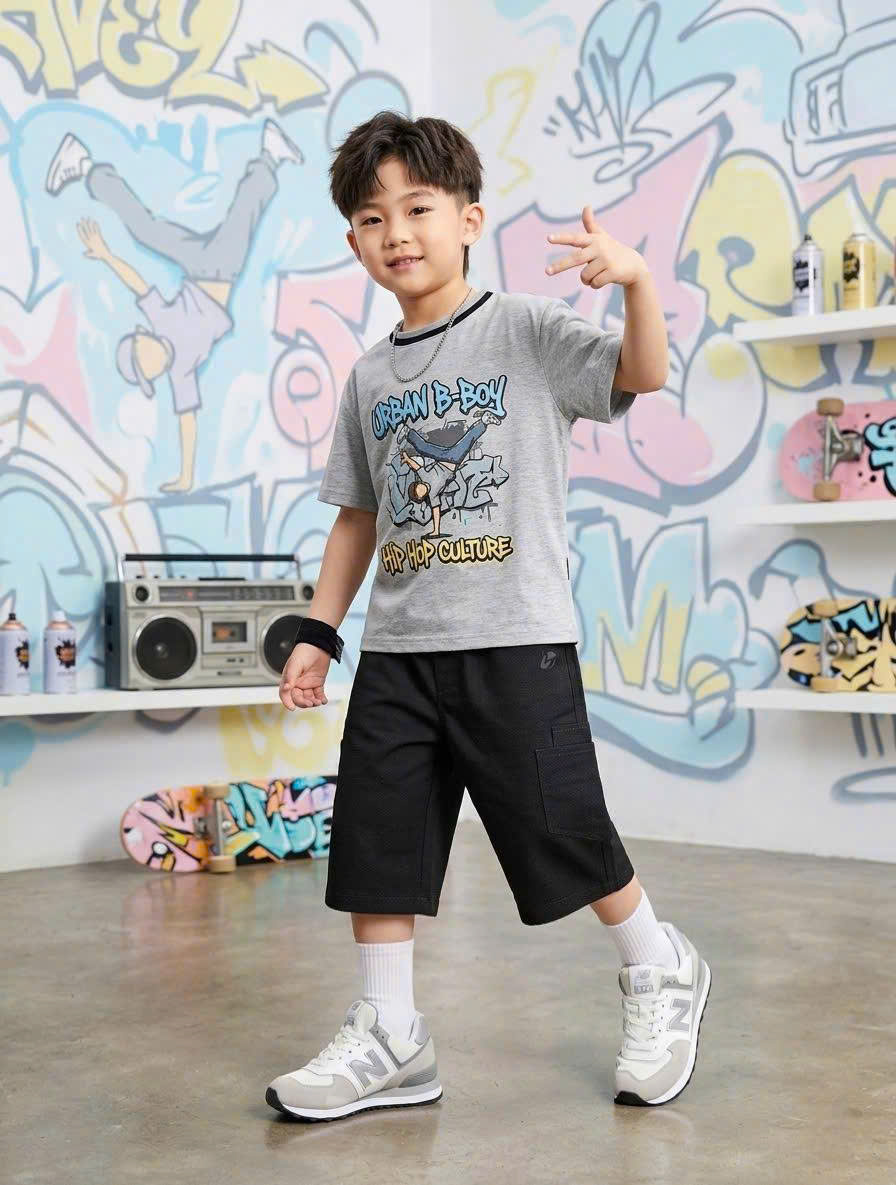 Quần short bermuda Beemon cho bé, cạp chun, túi hộp