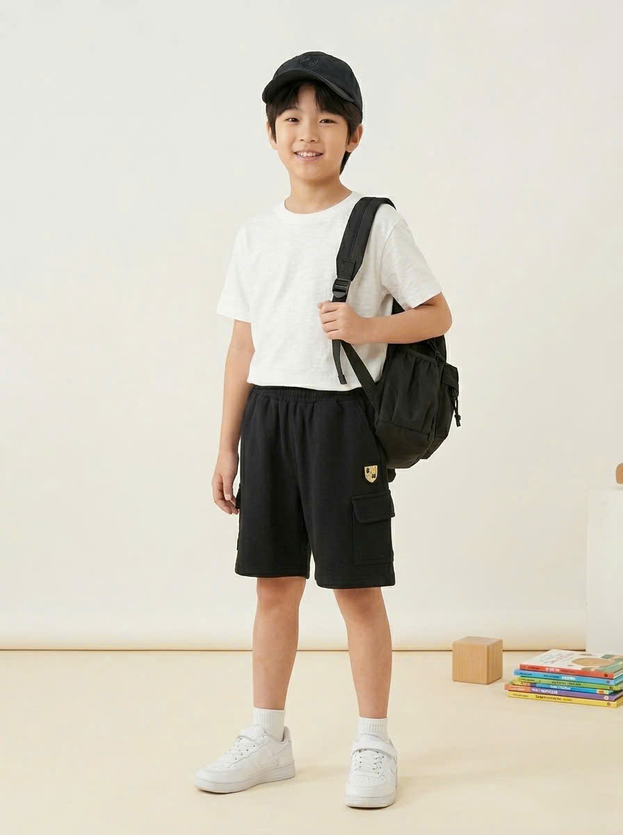 Quần short cotton Beemon BTBG cạp chun,túi hộp
