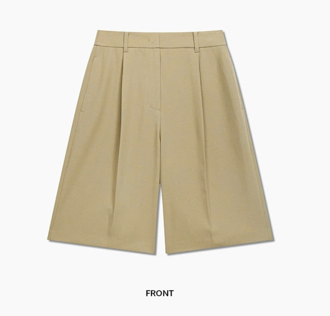 Quần short dài, may 1 ly đơn, 2 túi hông