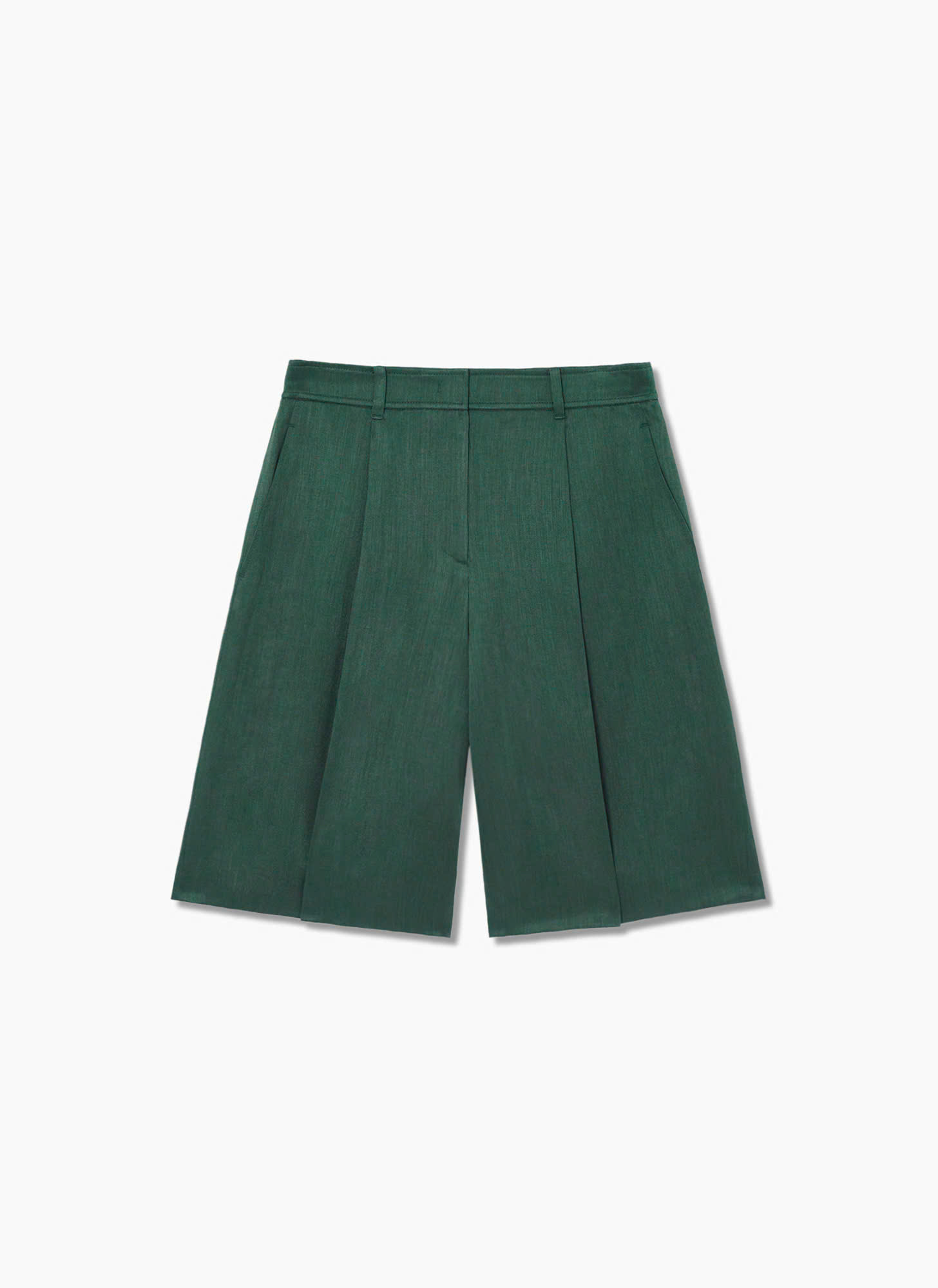 Quần short dài pha rayon, xếp ly, 2 túi chéo