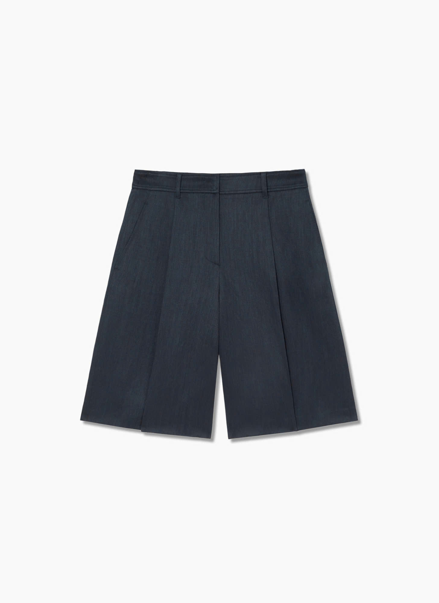 Quần short dài pha rayon, xếp ly, 2 túi chéo
