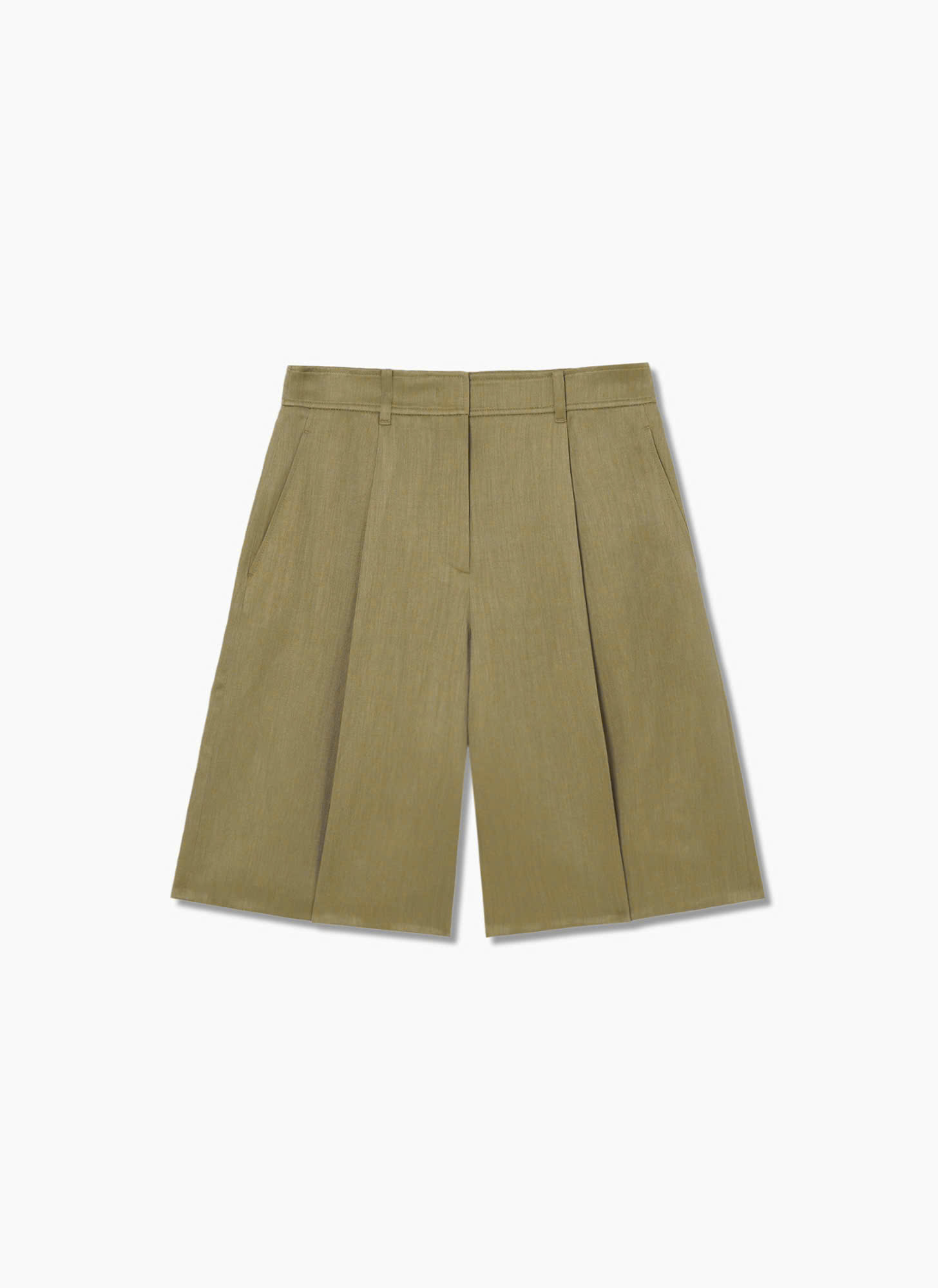 Quần short dài pha rayon, xếp ly, 2 túi chéo
