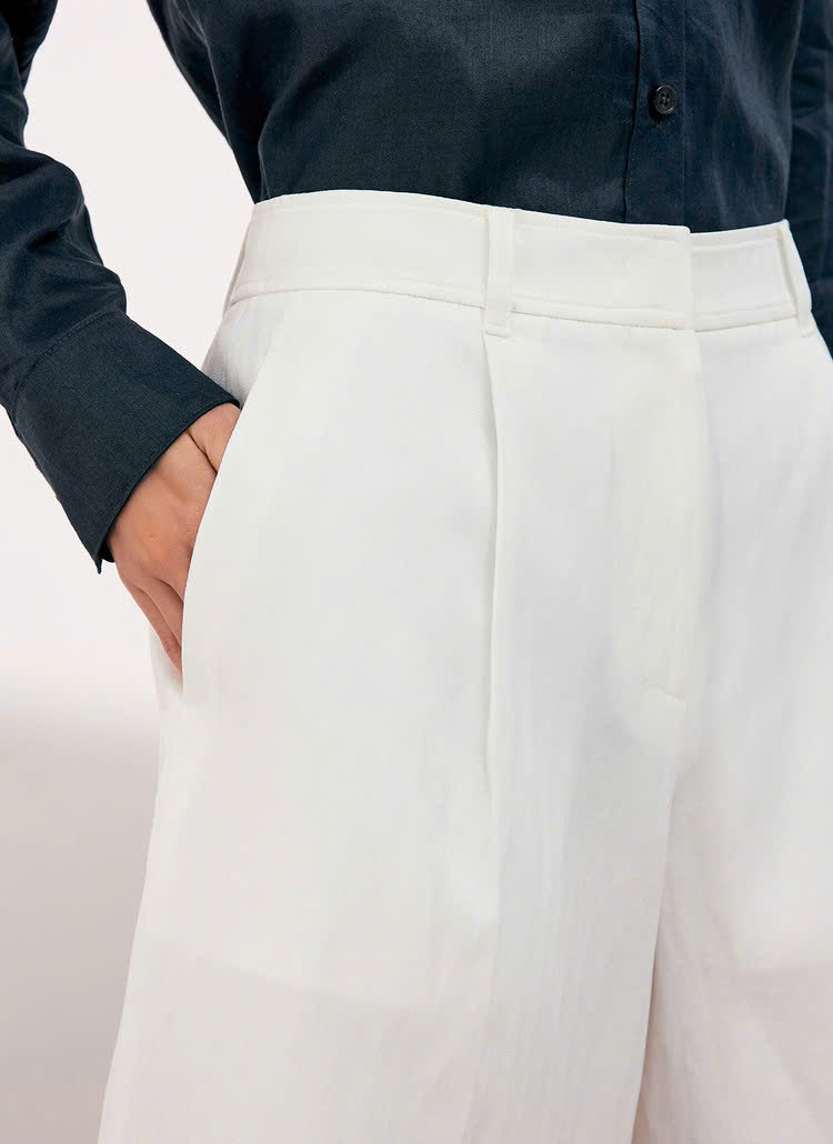 Quần short dài pha rayon, xếp ly, 2 túi chéo