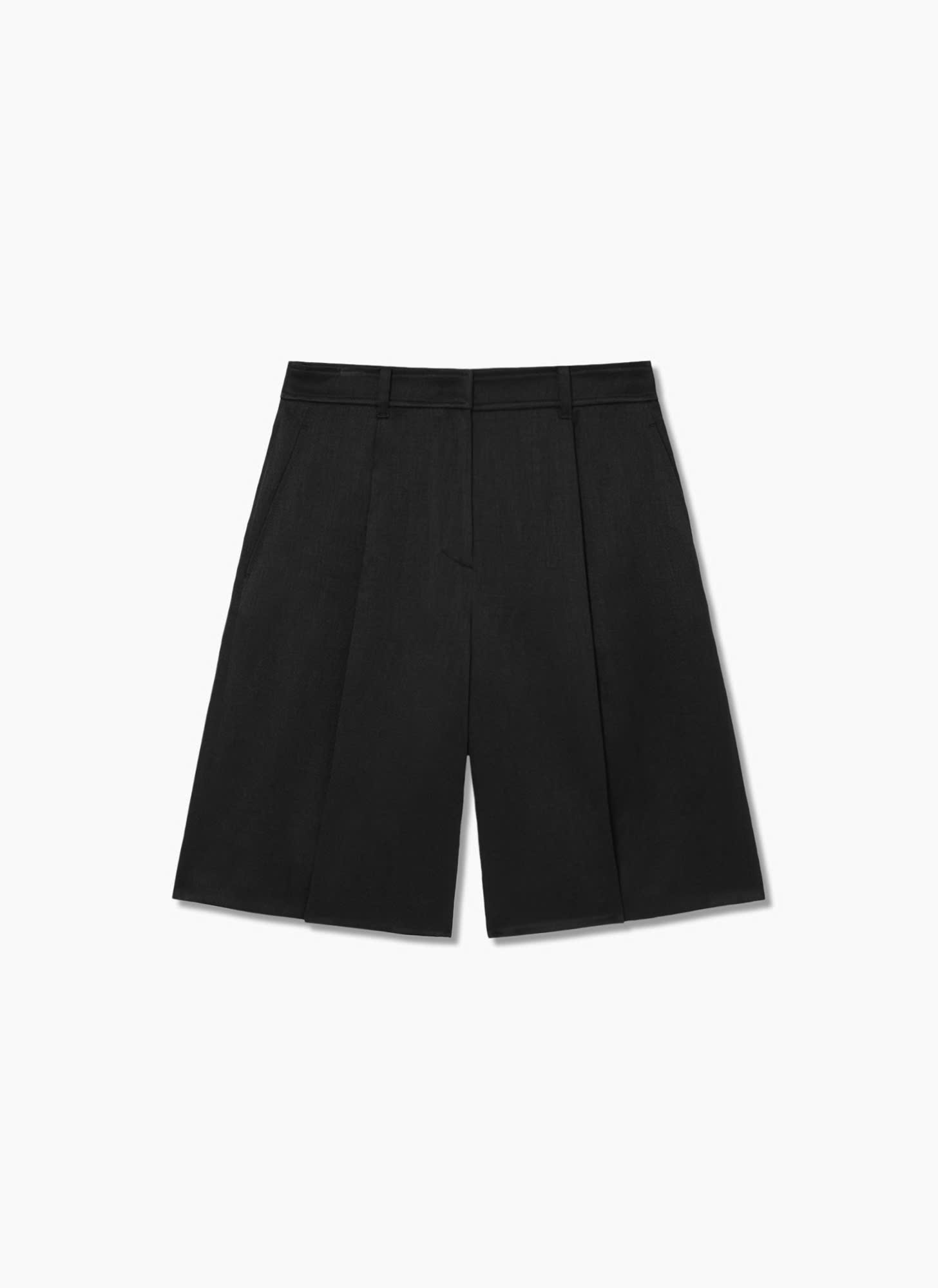 Quần short dài pha rayon, xếp ly, 2 túi chéo