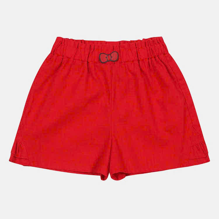 Quần short đùi linen cho bé, cạp chun, gấu nhún bèo