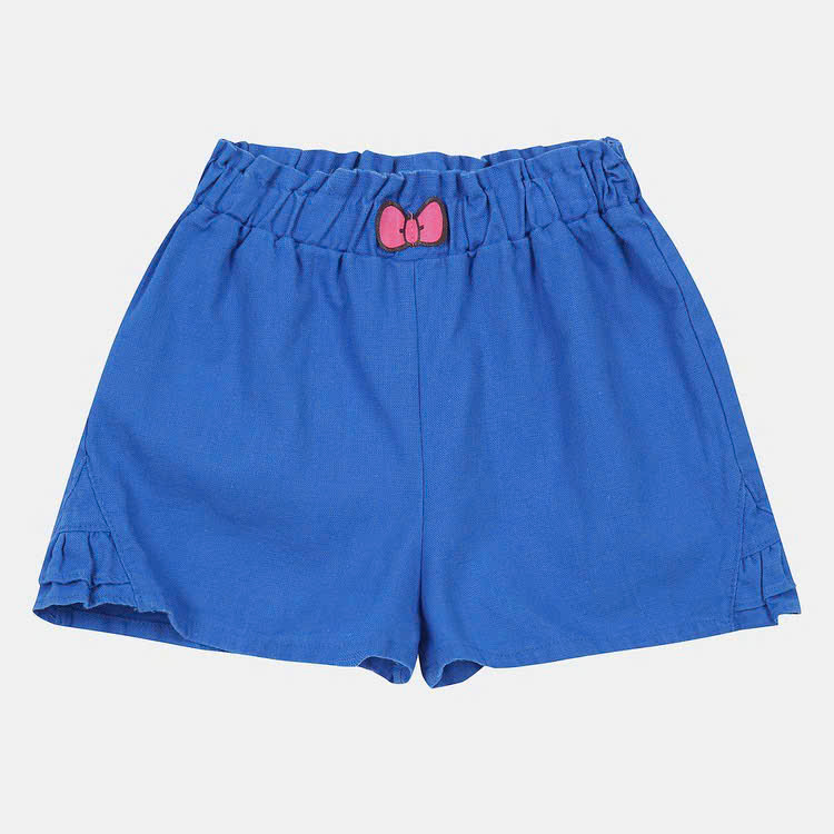 Quần short đùi linen cho bé, cạp chun, gấu nhún bèo