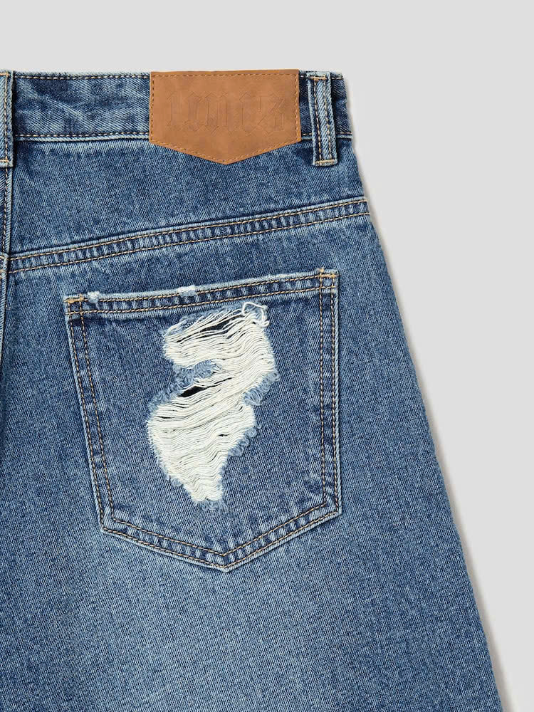 Quần short jean tua gấu