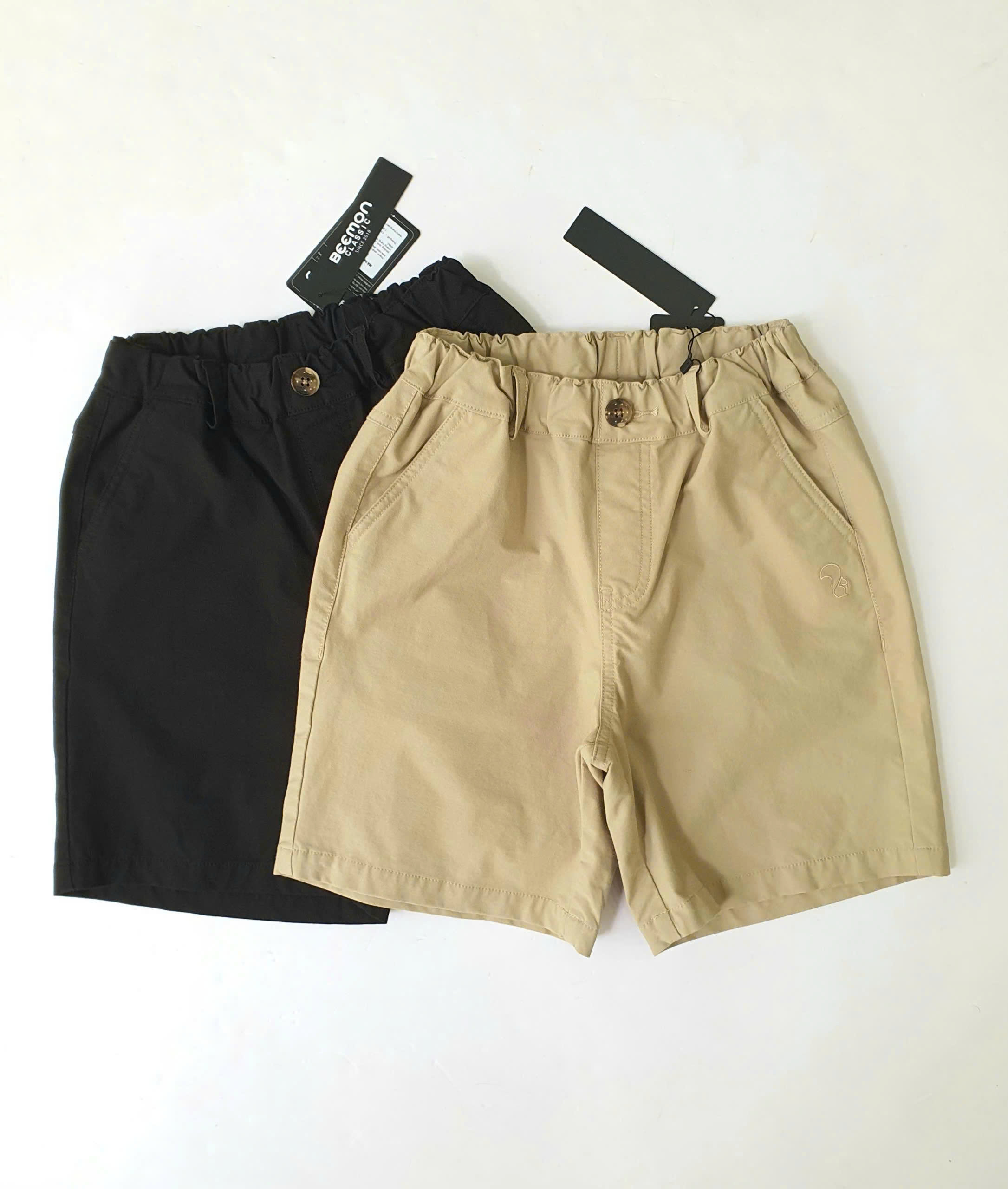 Quần short kaki beemon trẻ em cạp chun thêu sóc, 2 màu