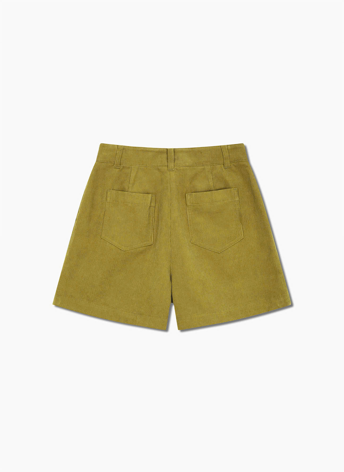 Quần short nhung cặp cài cúc, có túi, 2 ly trước