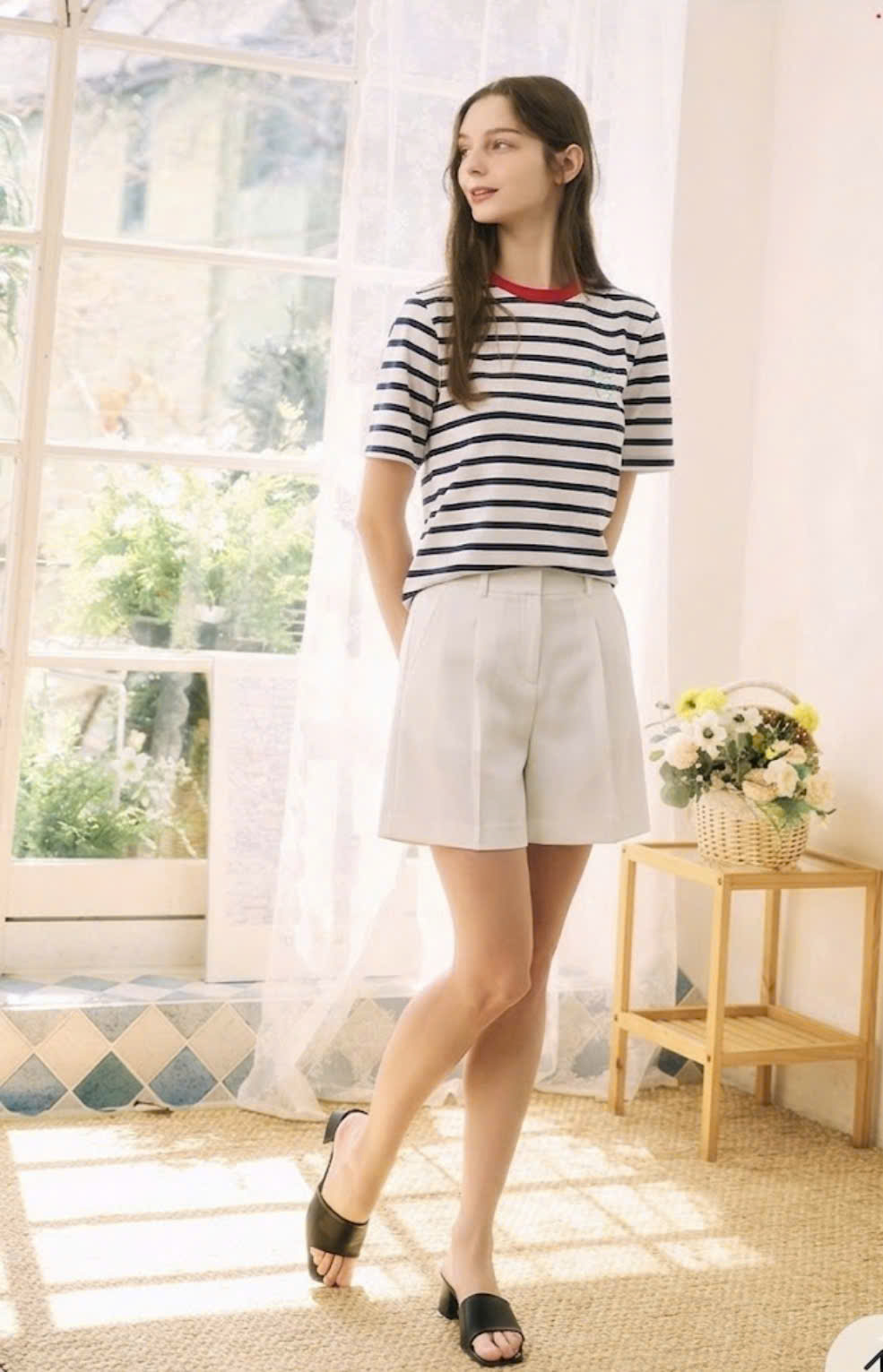 Quần short xếp 1 ly, 2 túi chéo