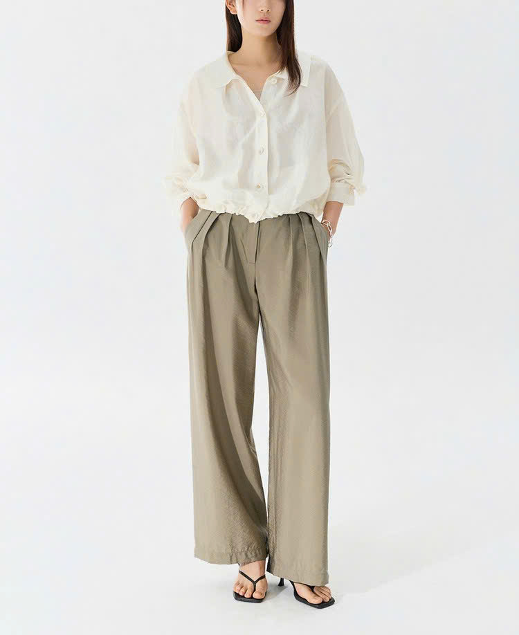 Quần suông 3 ly, pha rayon, 2 túi hông thật