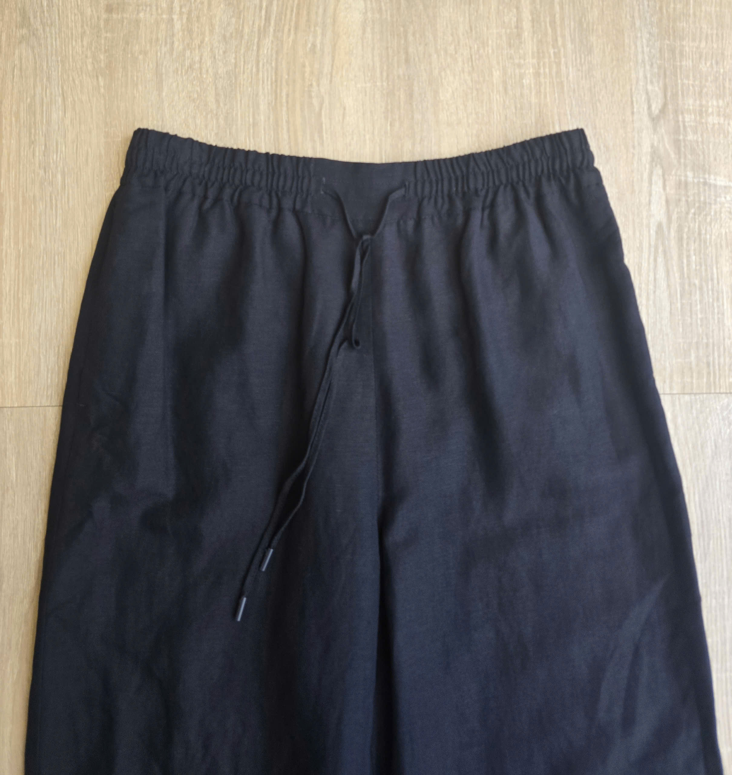 Quần suông linen cạp chun, dây rút quần,2 túi dọc