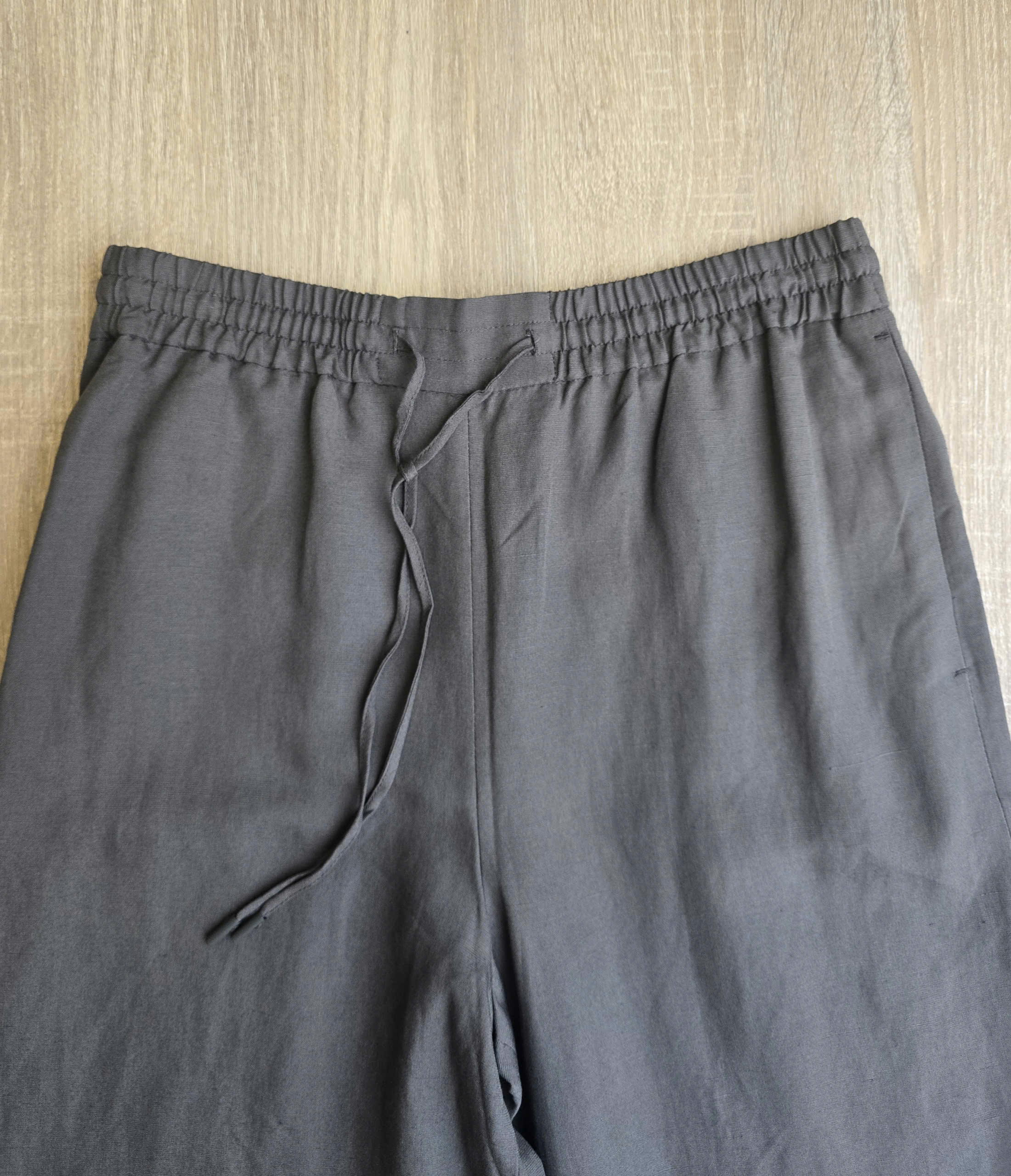 Quần suông linen cạp chun, dây rút quần,2 túi dọc