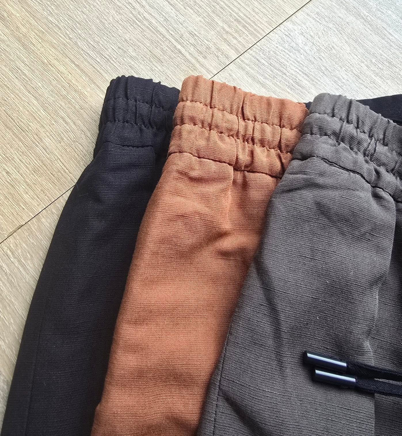 Quần suông linen cạp chun, dây rút quần,2 túi dọc