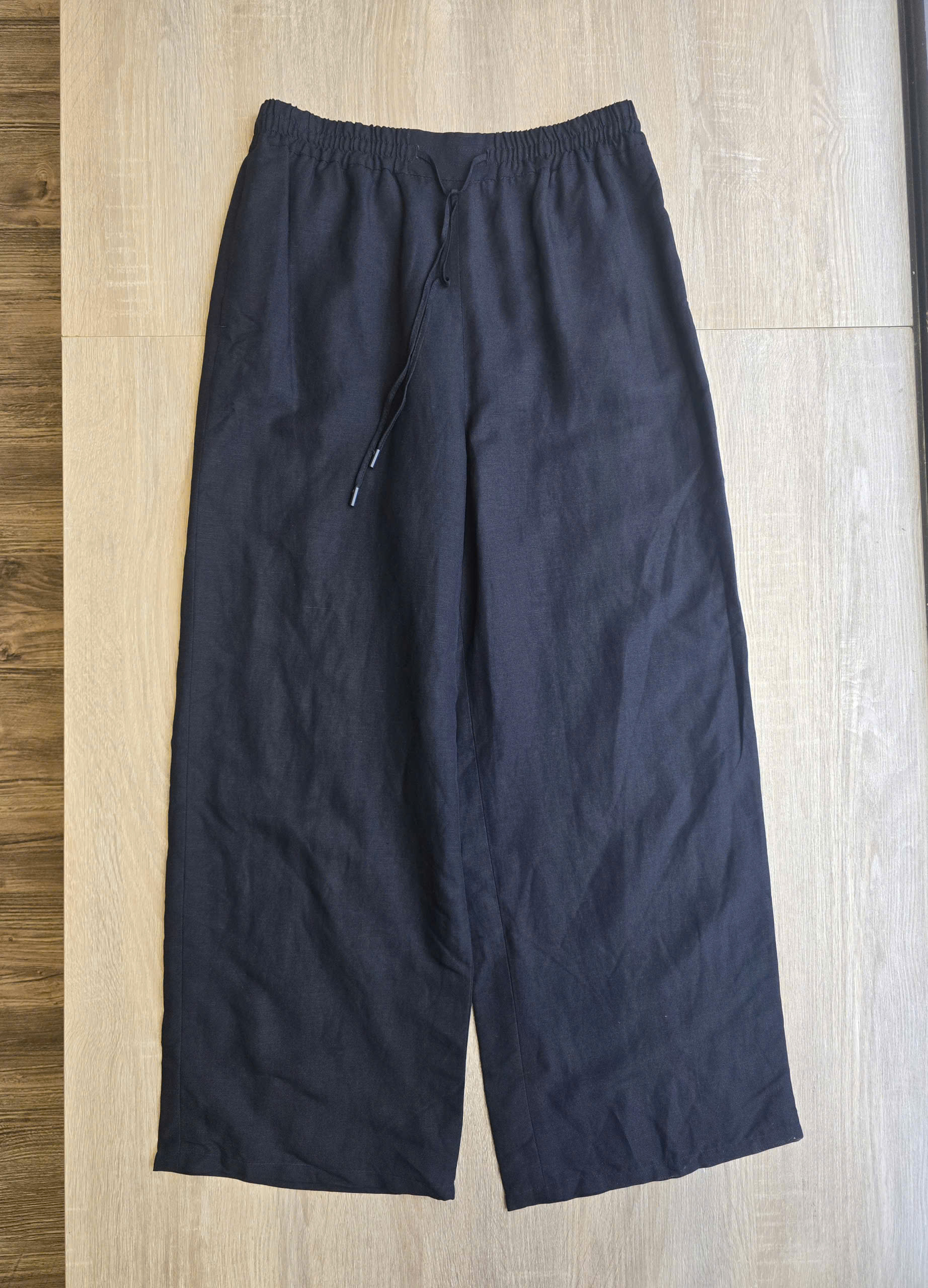 Quần suông linen cạp chun, dây rút quần,2 túi dọc