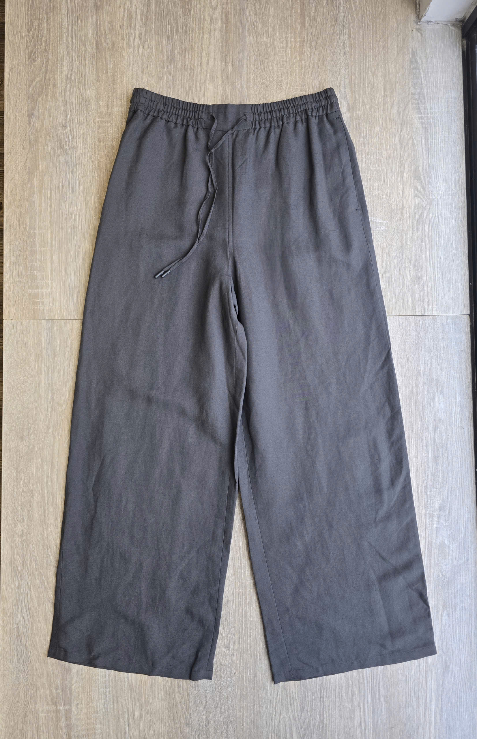 Quần suông linen cạp chun, dây rút quần,2 túi dọc