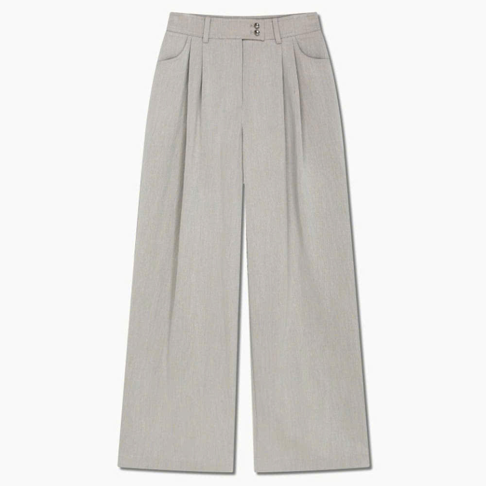 Quần suông ống rộng, xếp 2 ly, chất pha linen