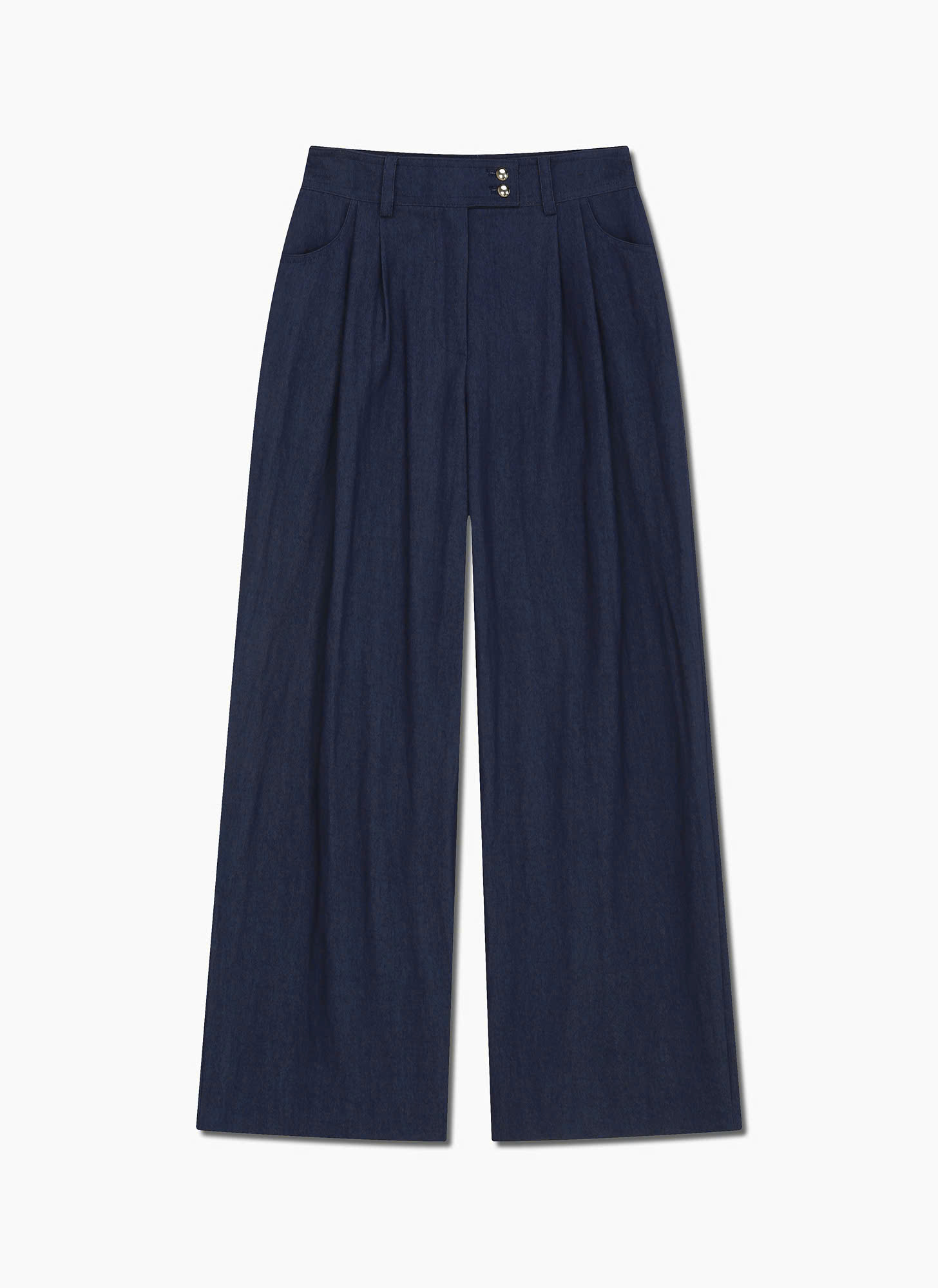 Quần suông ống rộng, xếp 2 ly, chất pha linen