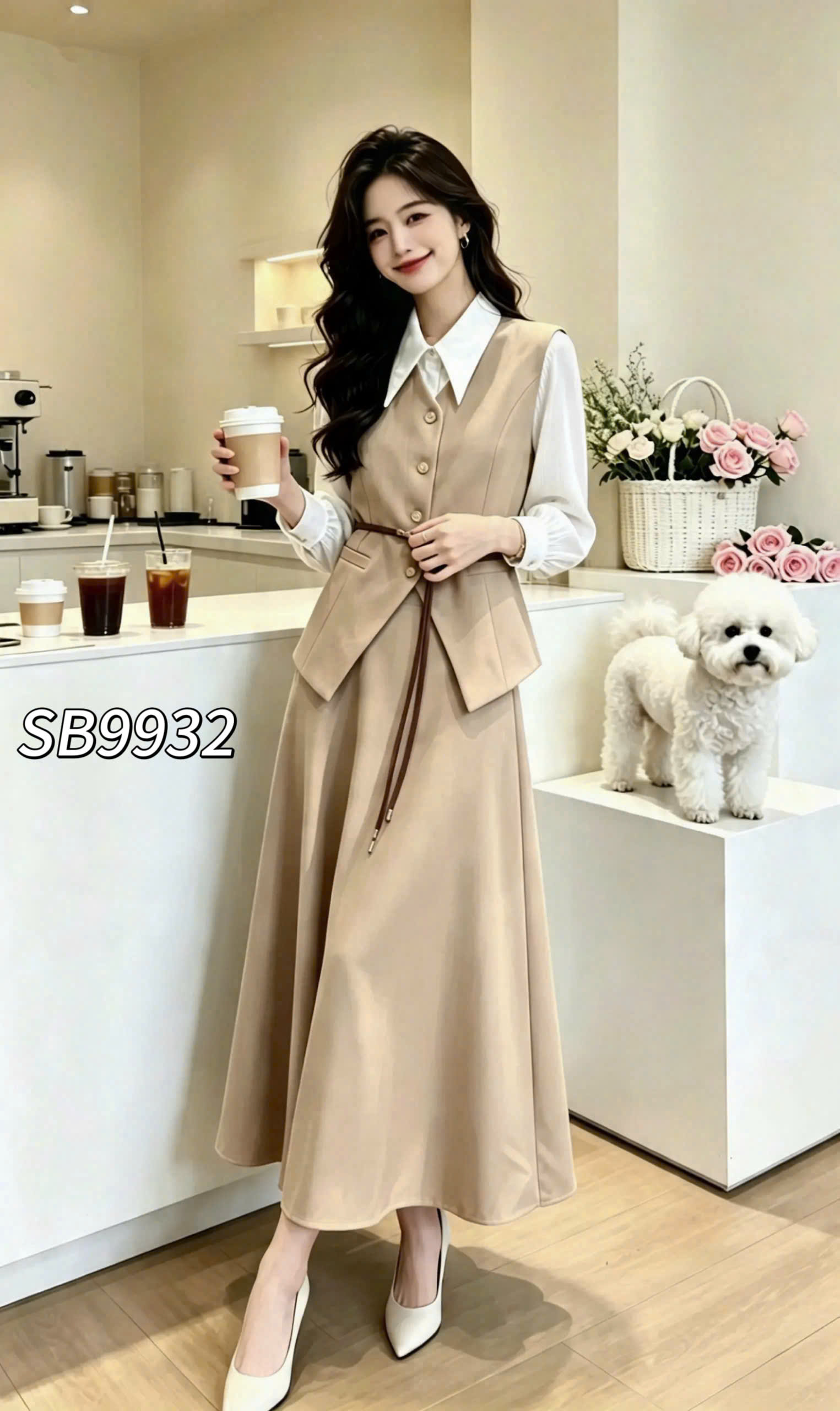 SB9922 SET VEST GILE + SƠ MI + CHÂN VÁY