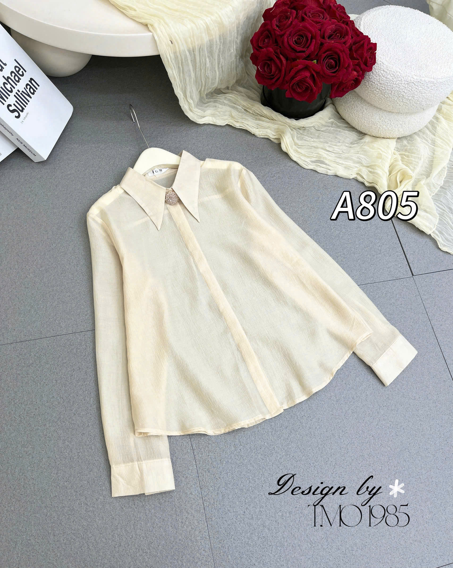 A805 Áo tơ hàn kèm charm pha lê